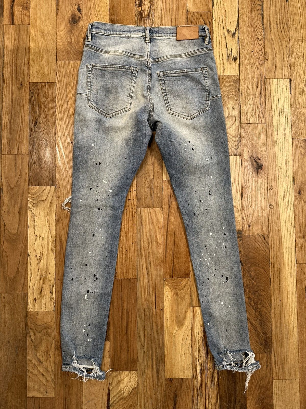 Purple Brand Purple Brand Knee Hole Paint Splatter Blue Denim Jeans Sz 29 Size US 29 - 2 Thumbnail