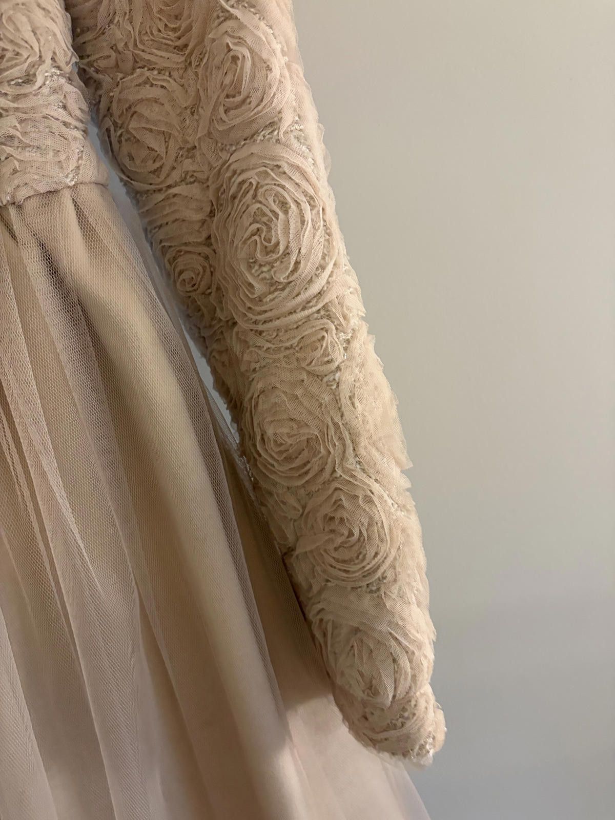 Other Ryu: Beige Embroidered and Beaded Pea Coat Tulle Skirt, Sz S Size S / US 4 / IT 40 - 4 Thumbnail
