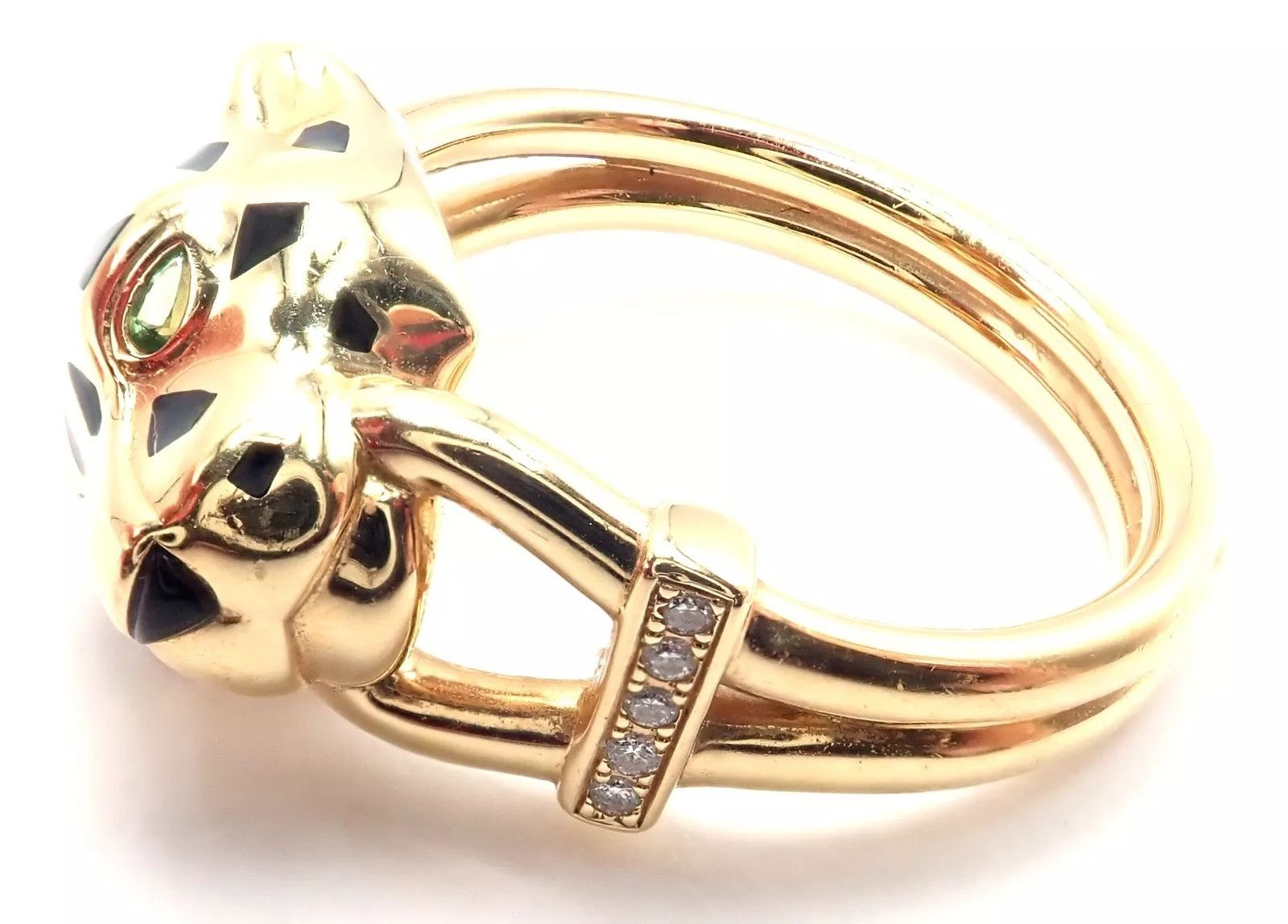 Cartier Cartier Panthere 18k Gold Diamond Lacquer Tsavorite Ring Size ONE SIZE - 6 Thumbnail