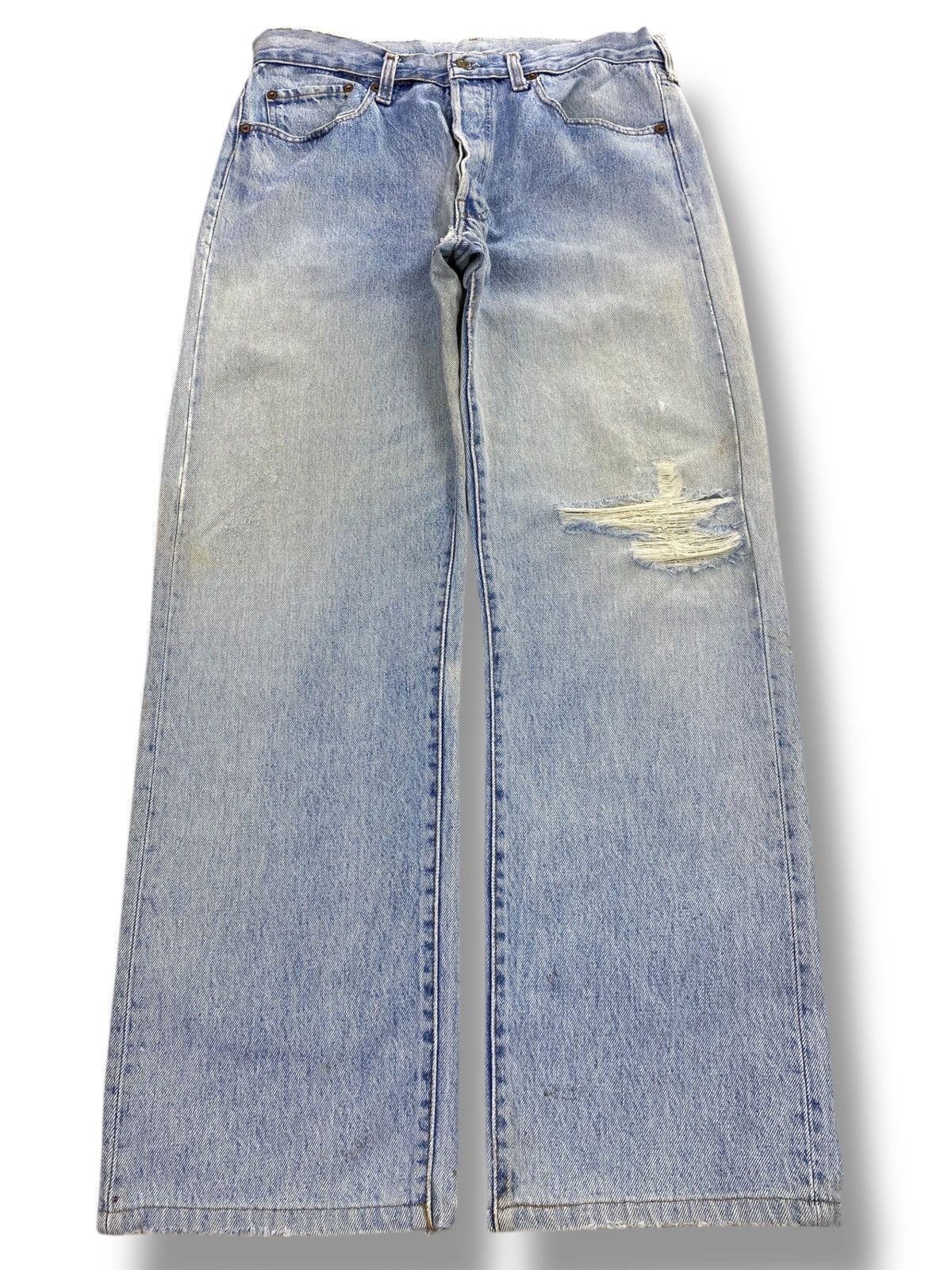 Levi's Levi’s Faded Wash Ripped Style Straight Leg Jeans Size US 31 - 1 Thumbnail