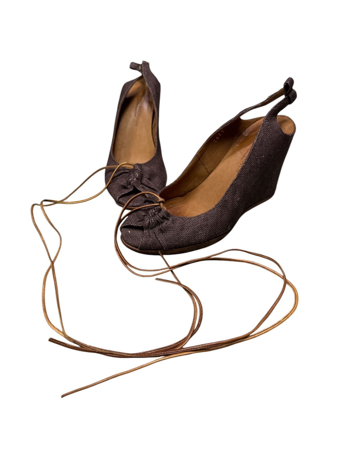 Dries Van Noten DRIES VAN NOTEN DENIM TIE UP WEDGES SHOES Size US 5 / IT 35 - 1 Thumbnail