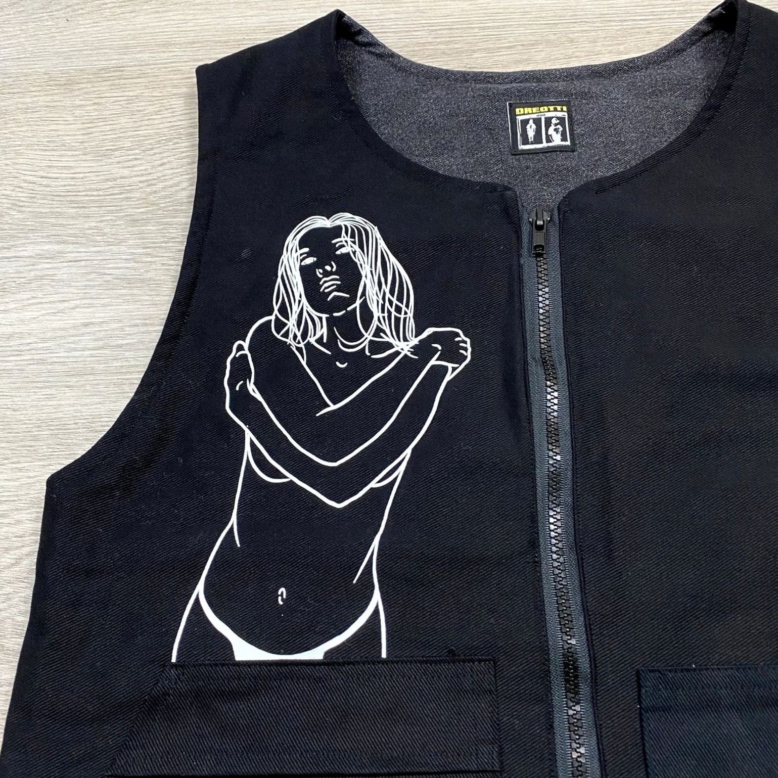 Vintage Dreotti Embroidered Denim Utility Graphic Vest O/S Streetwear Mens Size US M / EU 48-50 / 2 - 2 Thumbnail