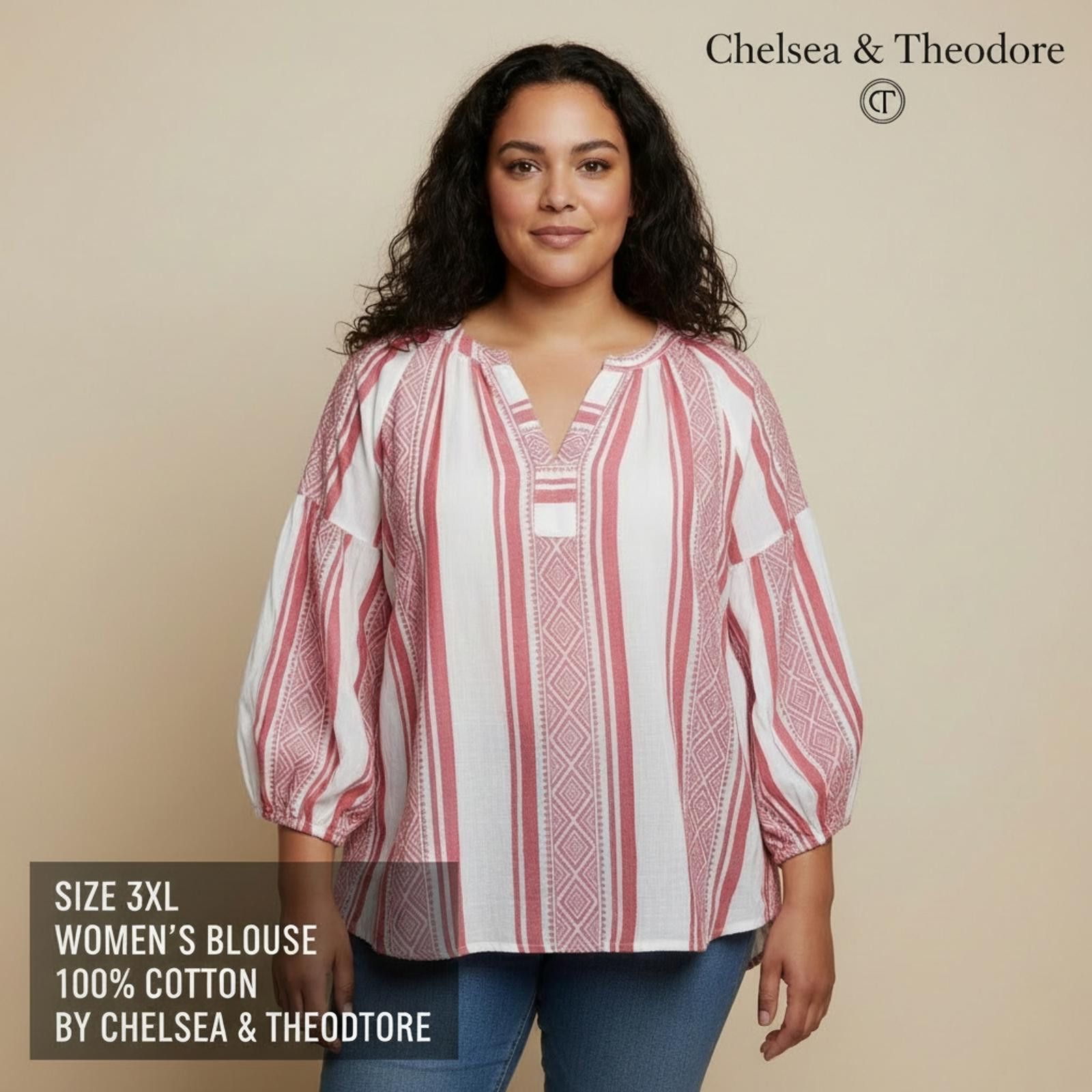 Other Chelsea & Theodore Women's 100% Cotton Blouse Size 3XL Size 3XL / US 20-22 - 1 Thumbnail