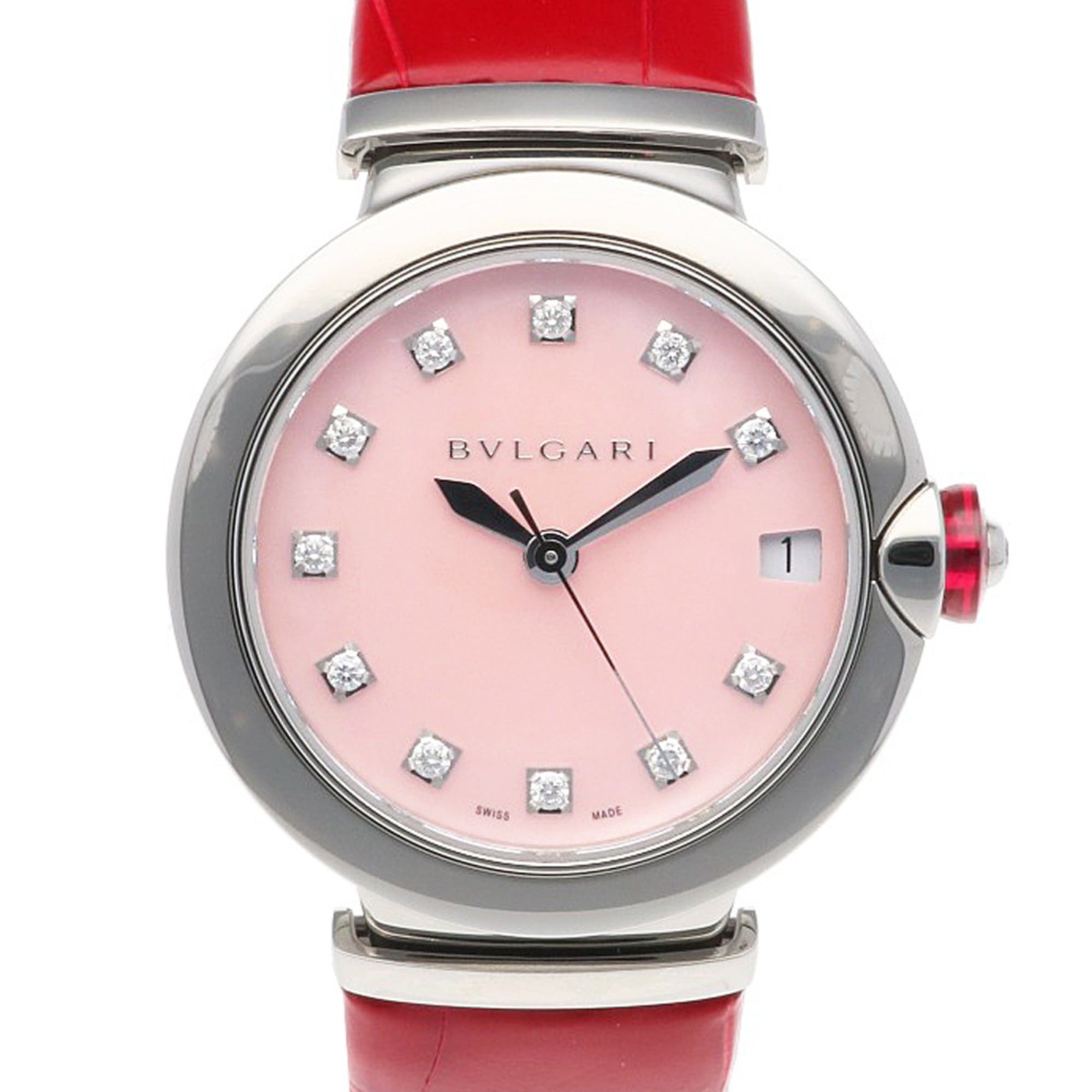 Bvlgari Bvlgari Lucea Stainless Steel Watch LU33C2SLD/11 Automatic Women's BVLGARI Pink Shell with 11 Diamonds, Overhauled Size ONE SIZE - 1 Thumbnail