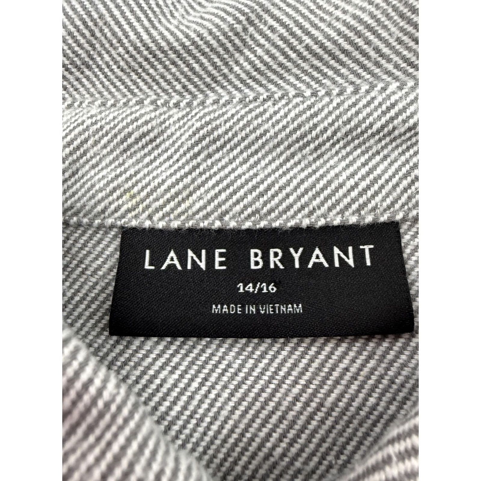 Vintage Lane Bryant Shirt Dress Womens 14/16 Gray Striped Long Sleeve Button Front Twill Size XL / US 12-14 / IT 48-50 - 4 Thumbnail