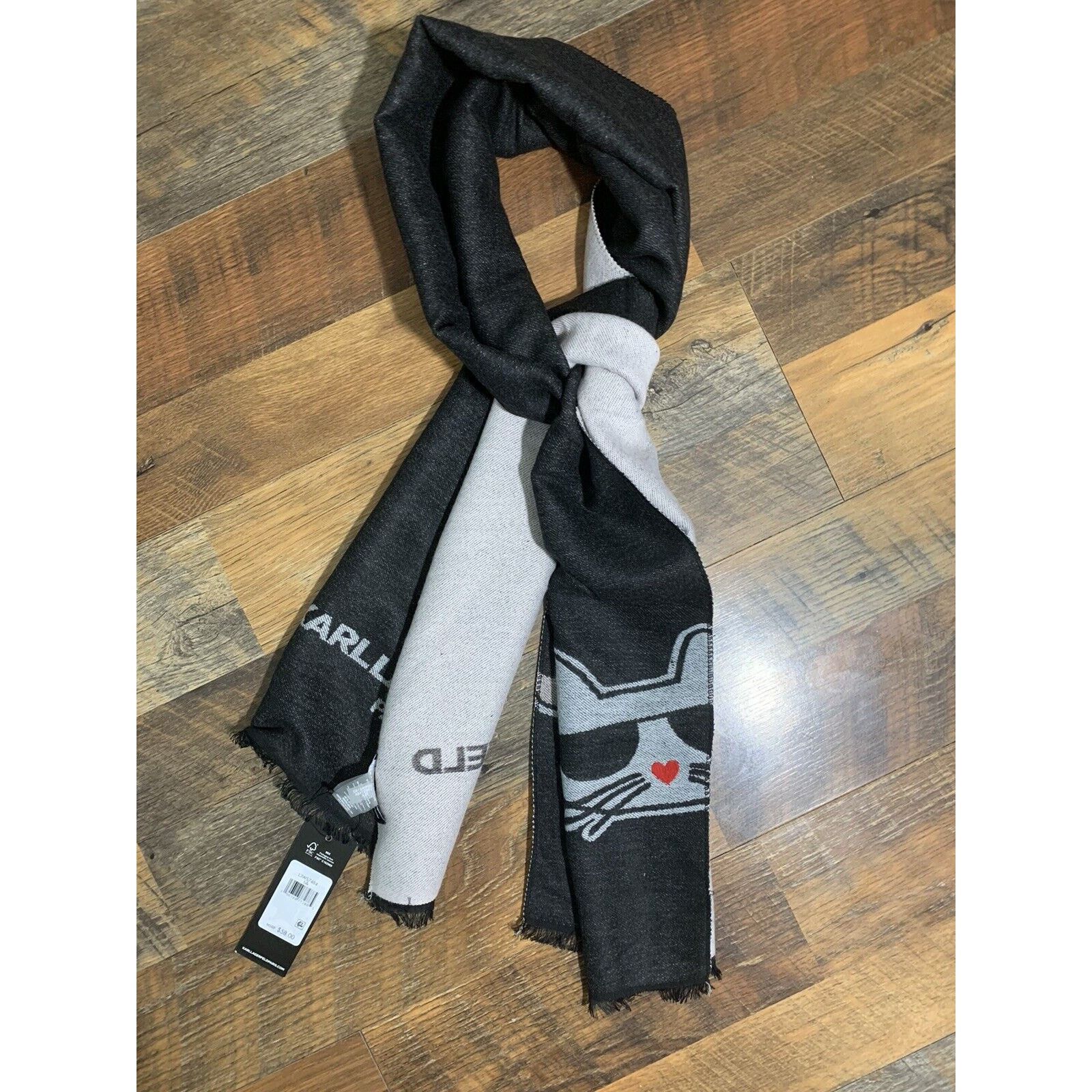Karl Lagerfeld Karl Lagerfeld Black Scarf Shawl Choupette One Size 70*13 Size ONE SIZE - 2 Thumbnail