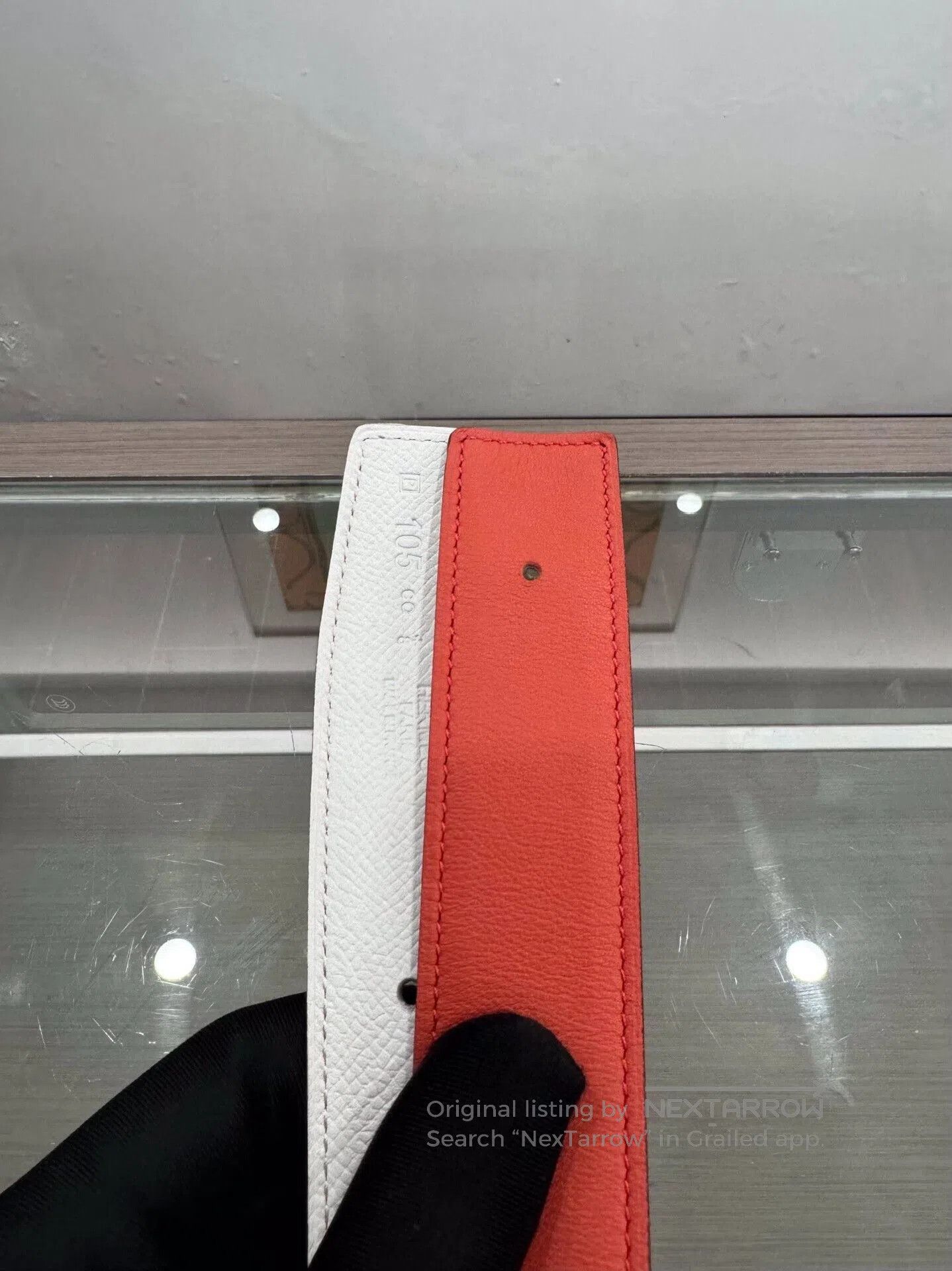 Hermes Hermes 3.2cm Red White Belt. Size ONE SIZE - 4 Thumbnail