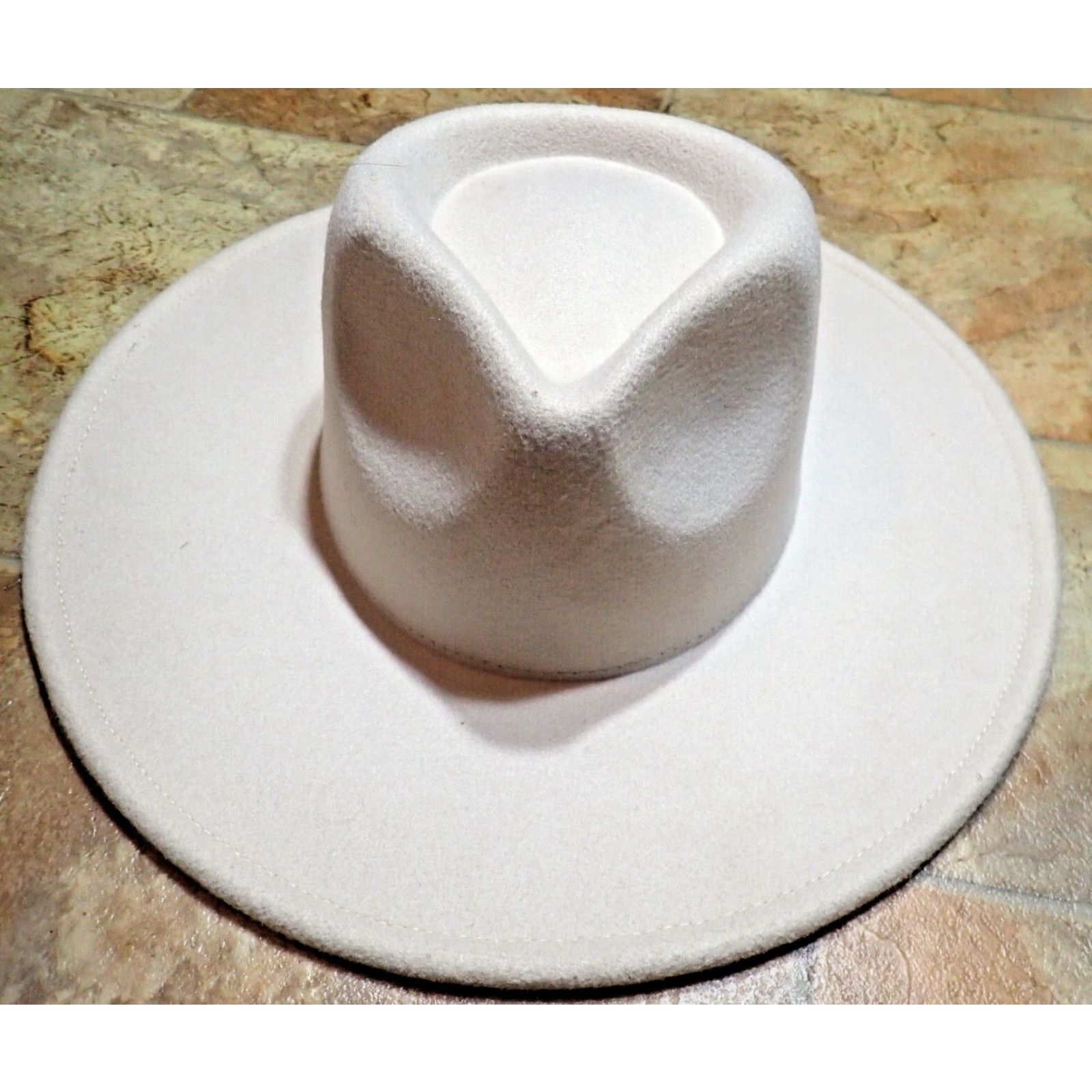 FELT Vegan Felt Fedora Rancher Creamy Ivory Western Hat Adult Unisex One Size Size ONE SIZE - 2 Thumbnail