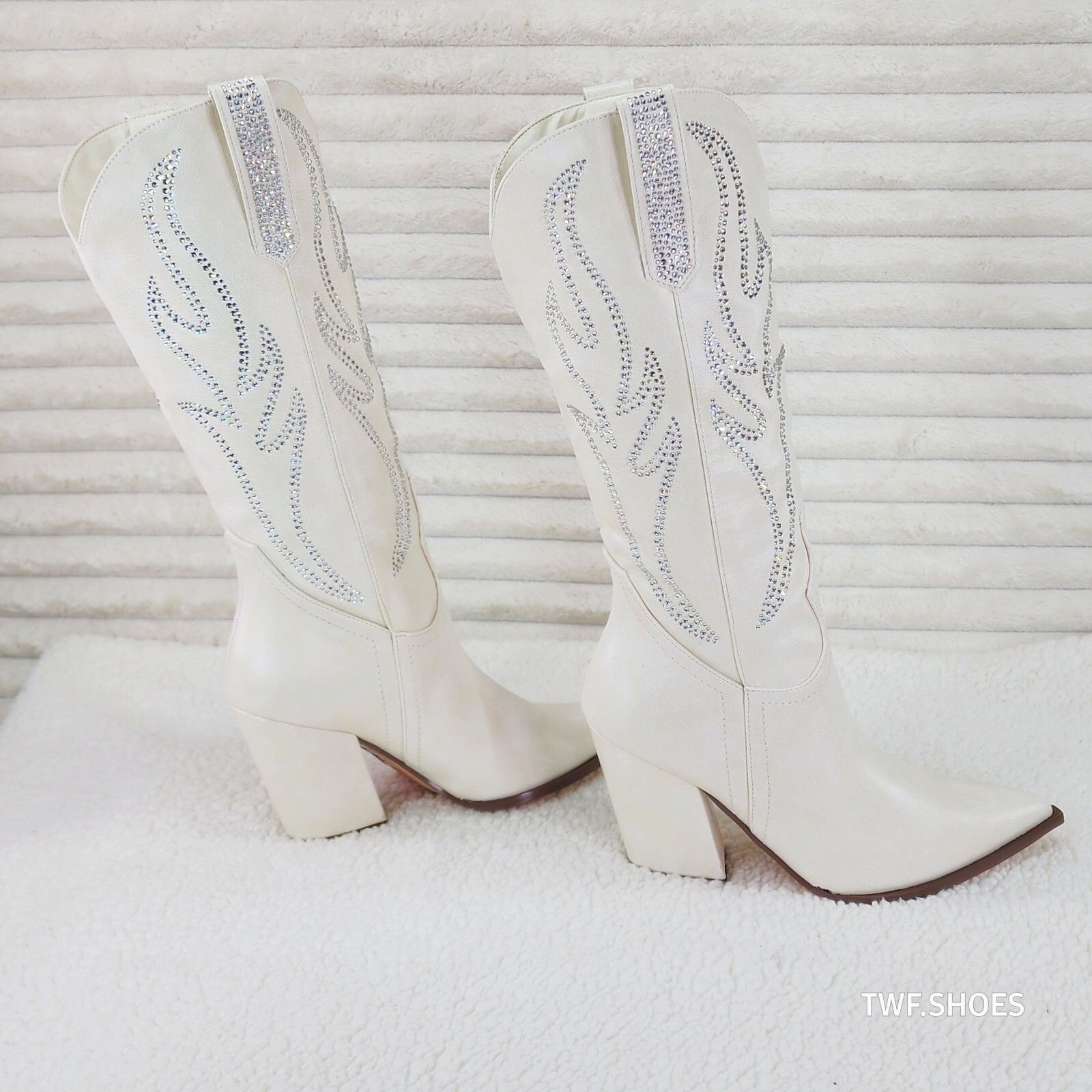 Other So Me Mileage Cream Ivory Rhinestone Design Western Cowgirl Size US 7 / IT 37 - 4 Thumbnail