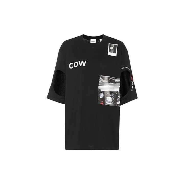 Burberry Burberry Black Short Sleeve T-shirt with Details 0079 Size S / US 4 / IT 40 - 1 Thumbnail