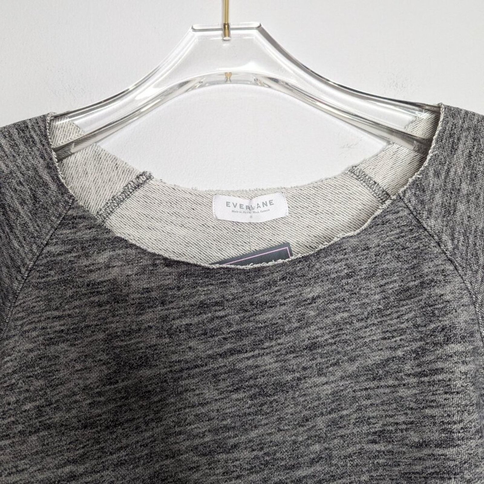 Everlane Everlane Gray Wide Neck Raw Edge Long Sleeve Top Boxy Size S Size S / US 4 / IT 40 - 4 Thumbnail