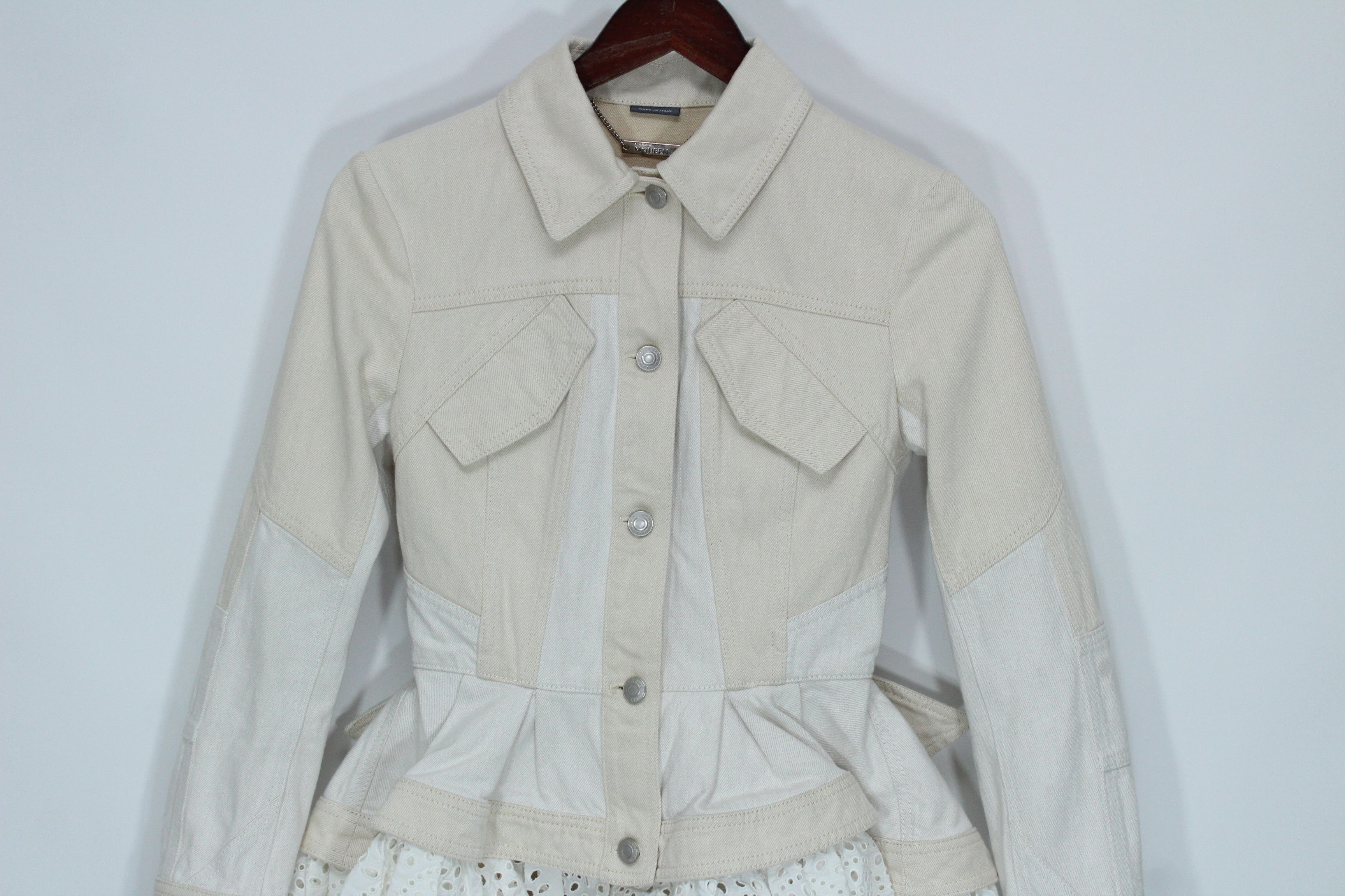 Alexander McQueen Alexander McQueen Ruffled Peplum Lace Denim Jacket IT 40 Size S / US 4 / IT 40 - 3 Thumbnail