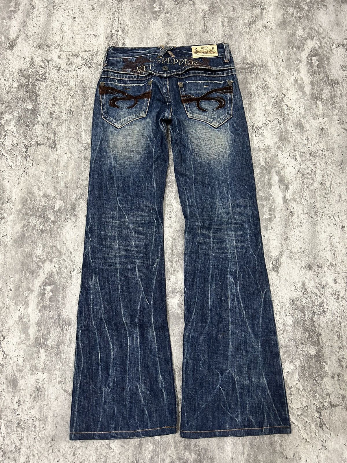 If Six Was Nine × Le Grande Bleu (L.G.B.) × Tornado Mart Red Pepper Gold Label Acid Wash Flare Jeans Size US 28 / EU 44 - 4 Thumbnail