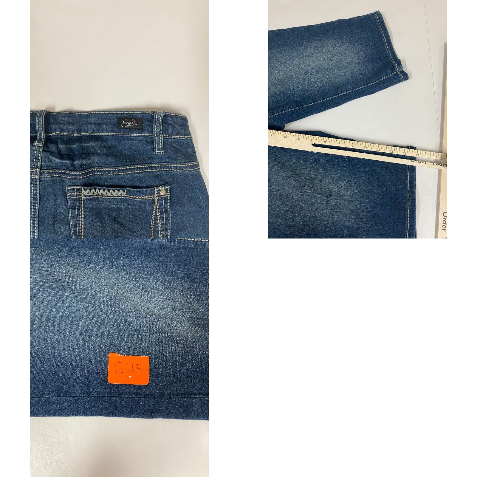 Vintage Earl Jean Womens Capri Jeans Blue 30 Regular Denim Cotton Blend Zipper Pockets Size 30" / US 8 / IT 44 - 8 Thumbnail