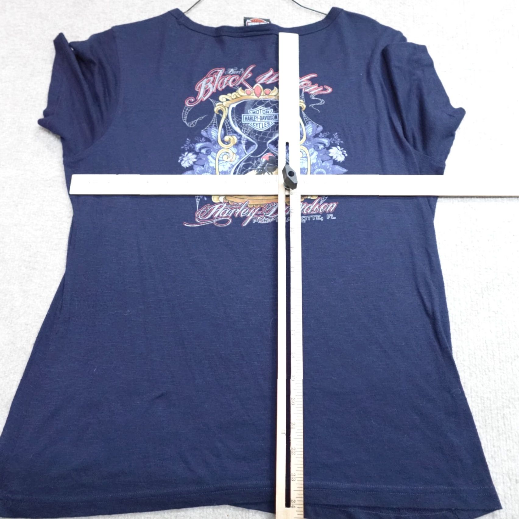 Harley Davidson Harley-Davidson Womens Shirt Large Blue Black Widow Port Charlotte FL Shirt Women L Blue Size L / US 10 / IT 46 - 6 Thumbnail