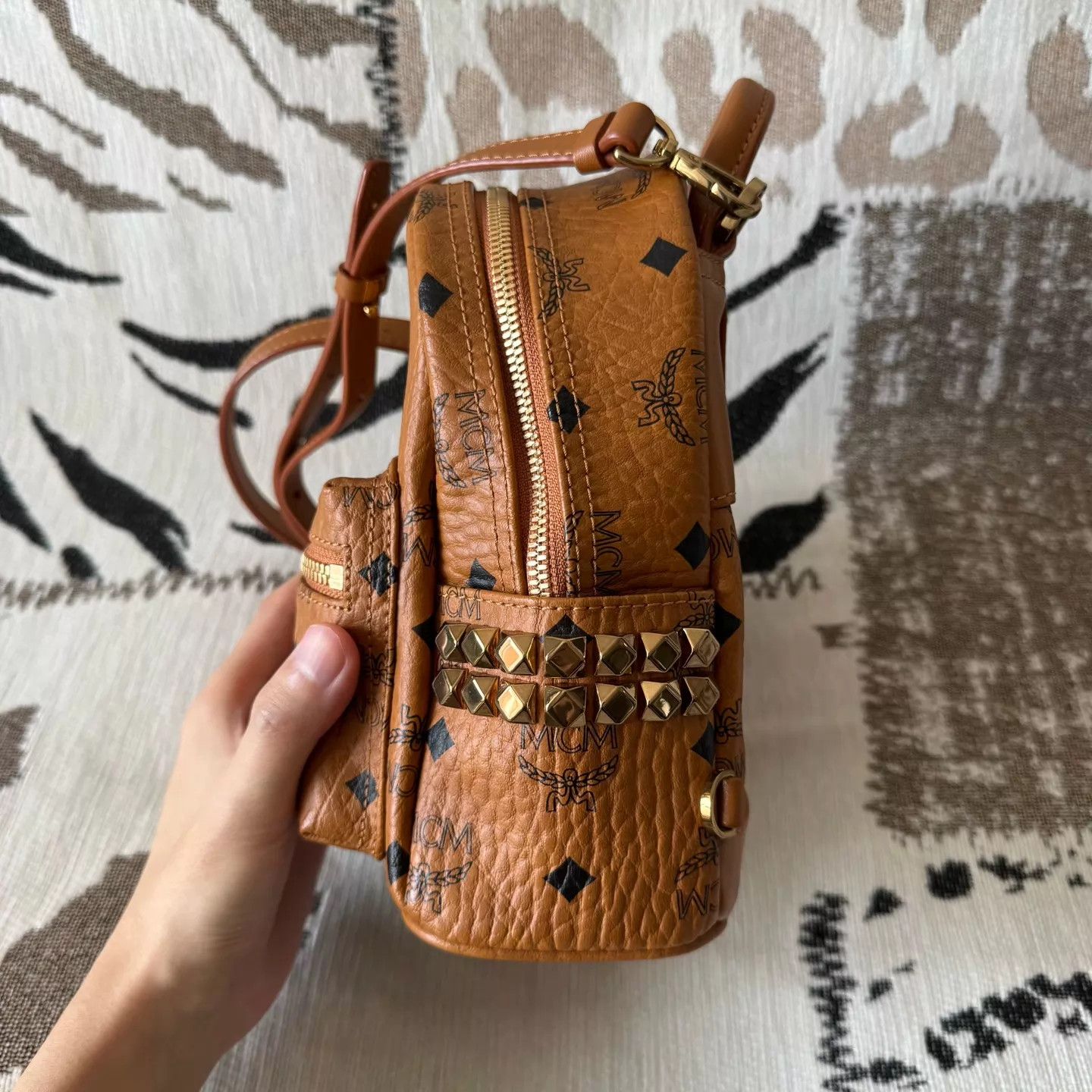 MCM MCM Cognac Ultra Mini Backpack Unused Like New Size ONE SIZE - 6 Thumbnail