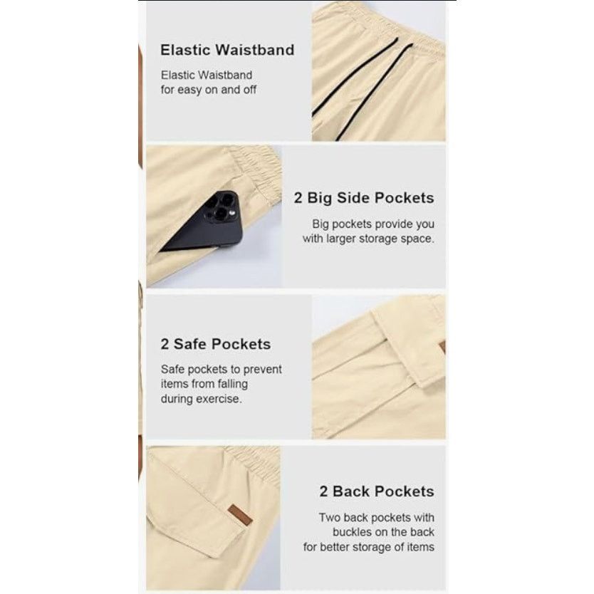 The Unbranded Brand Mens Cargo Shorts Elastic Drawstring with 6 Pockets32 Size US 32 / EU 48 - 4 Thumbnail