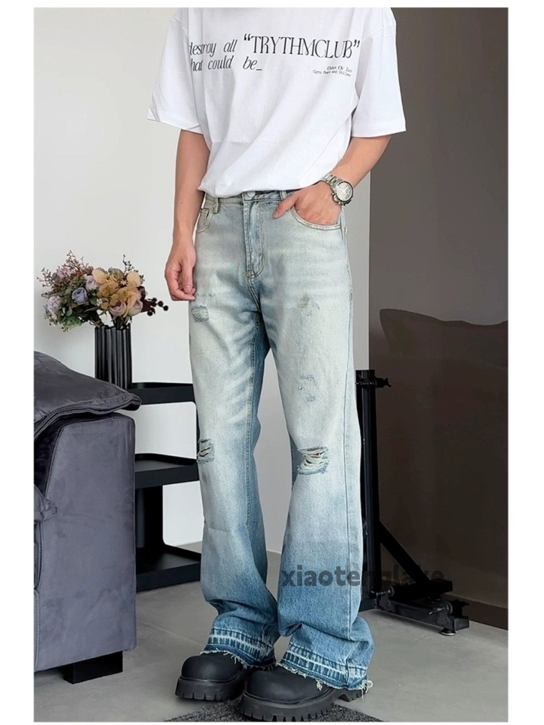 Jean × Vintage washed faded punk grunge yuppie bootcut flared jeans Size US 26 / EU 42 - 1 Thumbnail
