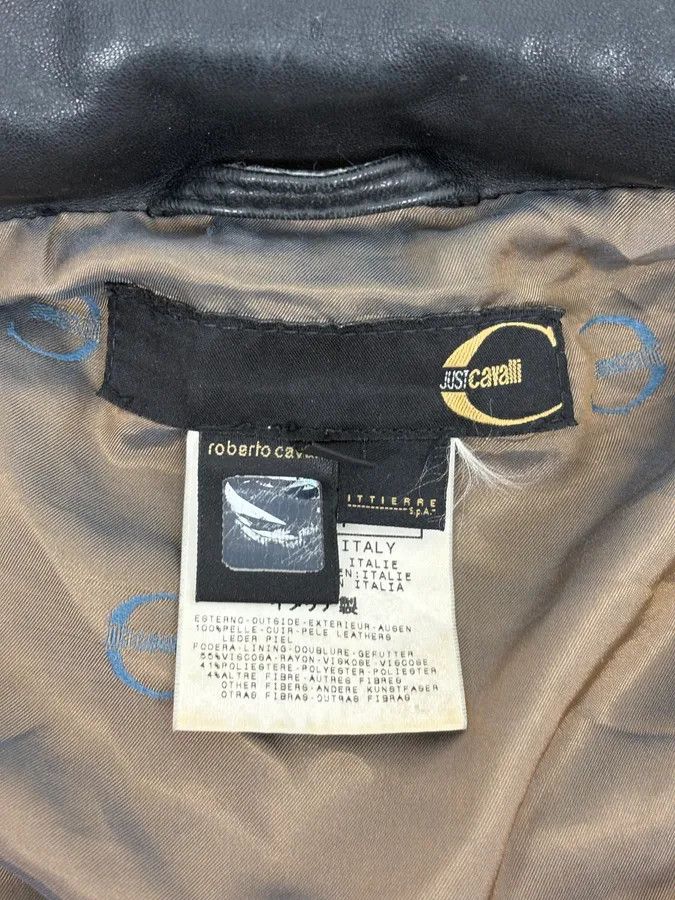 Just Cavalli SS2007 Cavalli Black Imperial Leather Jacket Size US M / EU 48-50 / 2 - 11 Thumbnail