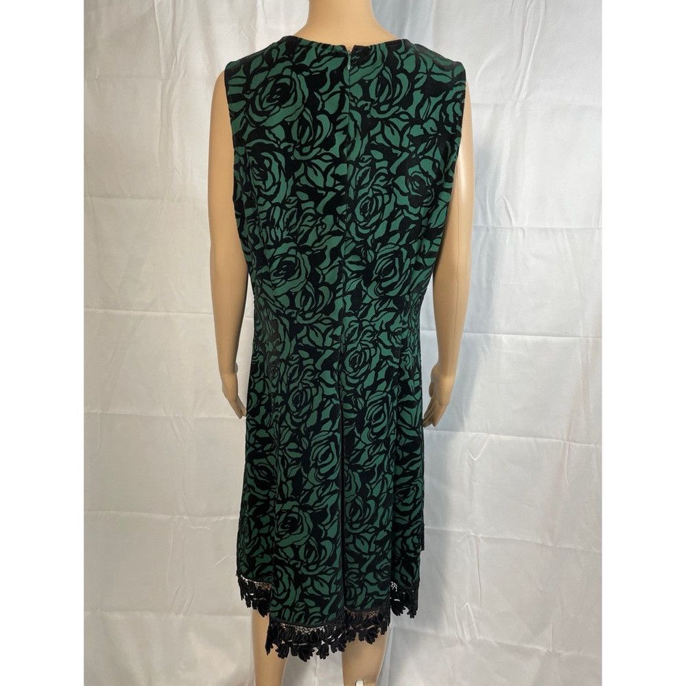 Other Donna Ricco Green Floral Lace - Trimmed Flocked Scuba Dress Size XL / US 12-14 / IT 48-50 - 4 Thumbnail