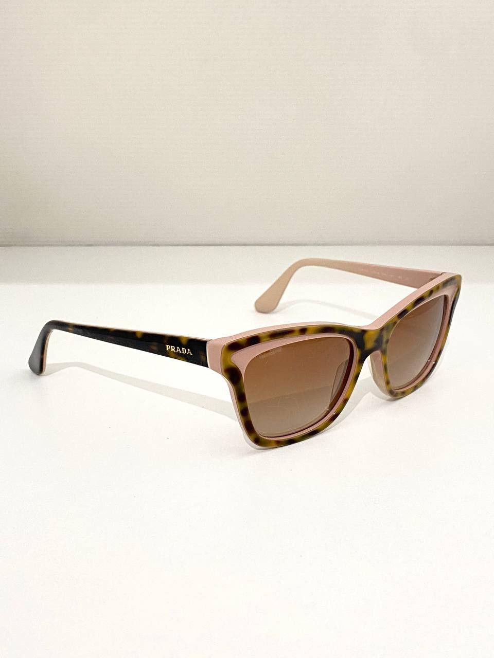 Prada Prada Logo Havana Retro Cat Eye Oversized Sunglasses Size ONE SIZE - 4 Thumbnail