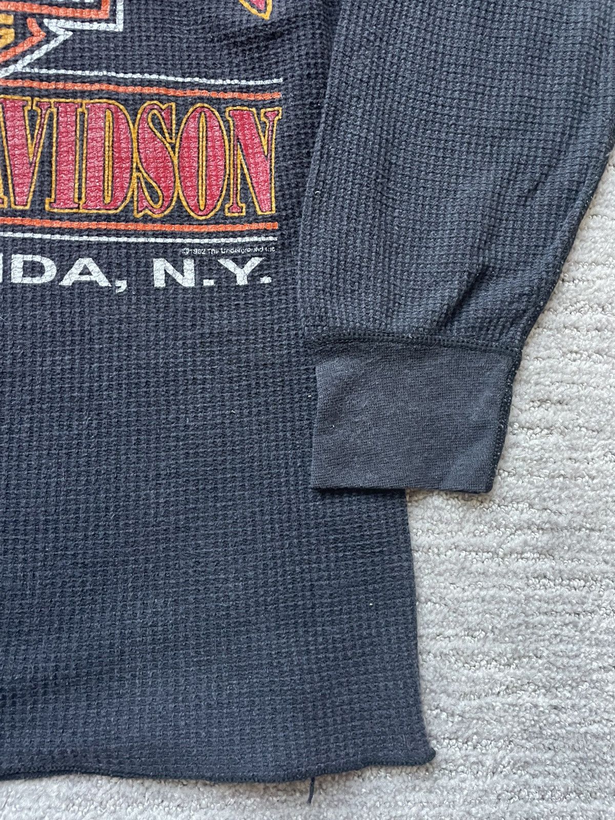 Harley Davidson × Vintage Harley Davidson Black Thermal Longsleeve Vintage Tee Size US XL / EU 56 / 4 - 5 Thumbnail