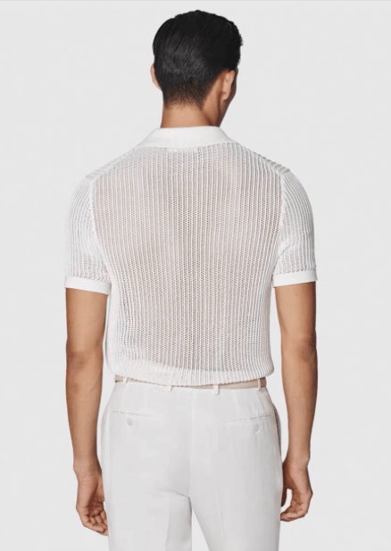 Suitsupply SUITSUPPLY Off-White Crochet Knit Polo Cardigan K18 Size US M / EU 48-50 / 2 - 3 Thumbnail