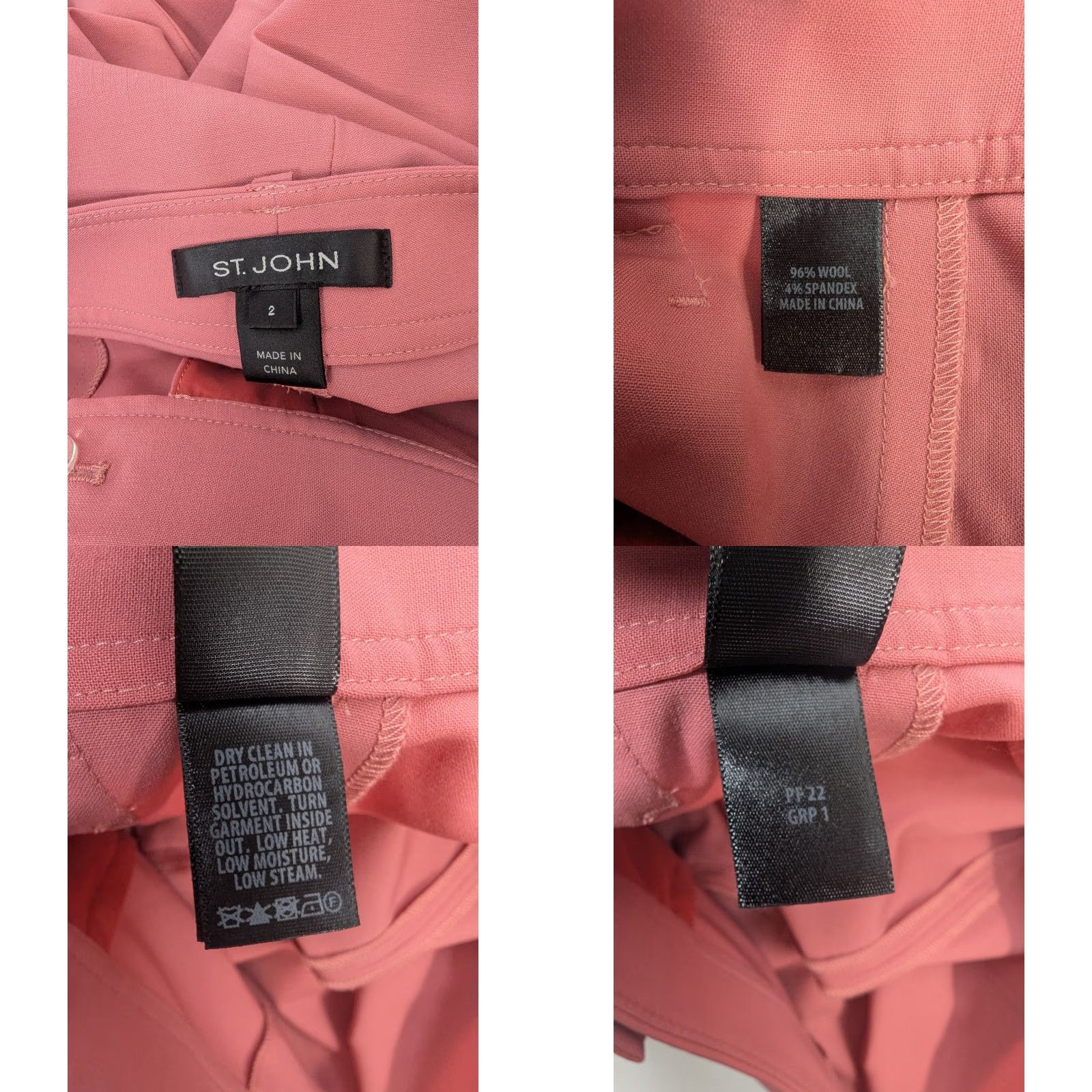 St. John St John Pants Women 2 Pink Straight Trouser Dress Slacks Wool Spandex Knit Modern Classic Business Workwear Size 26" / US 2 / IT 38 - 9 Thumbnail