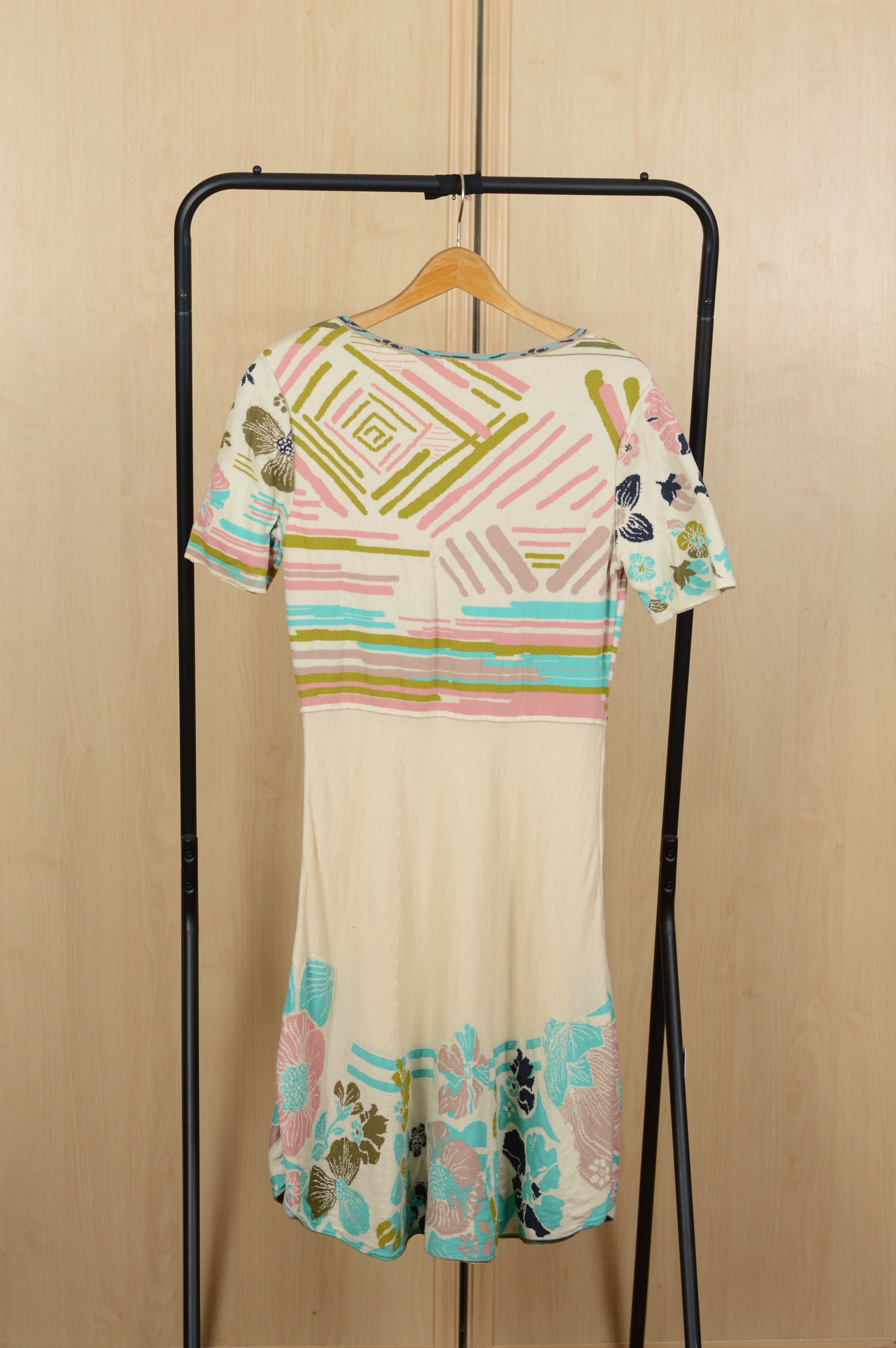 Designer IVKO Dress with stripe details Floral intarsia pattern Size S / US 4 / IT 40 - 8 Thumbnail