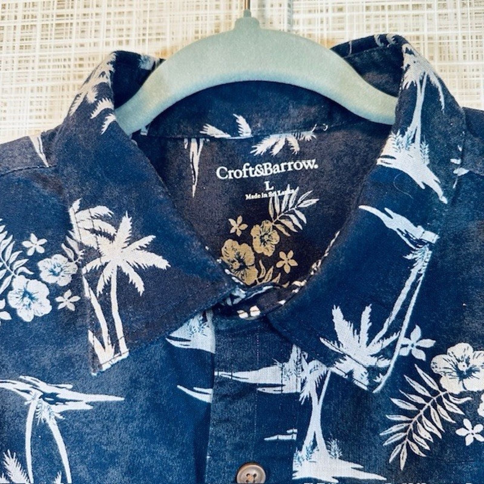 Croft & Barrow Croft & Barrow Hawaiian Button Shirt LRG Navy Palm Trees VTG Size US L / EU 52-54 / 3 - 3 Thumbnail