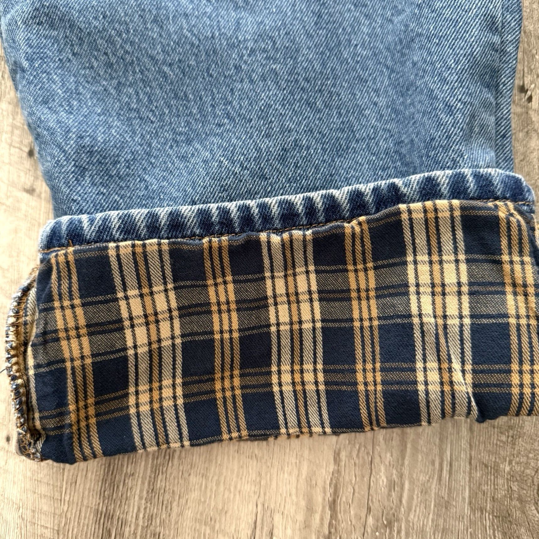 Vintage LL Bean Jeans 42x34 Mens Flannel-Lined 100% Brushed Cotton Denim Comfort Waist Blue 5-Pocket Relaxed Straight Workwear Outdoor 90s Mens Size US 42 / EU 58 - 3 Thumbnail
