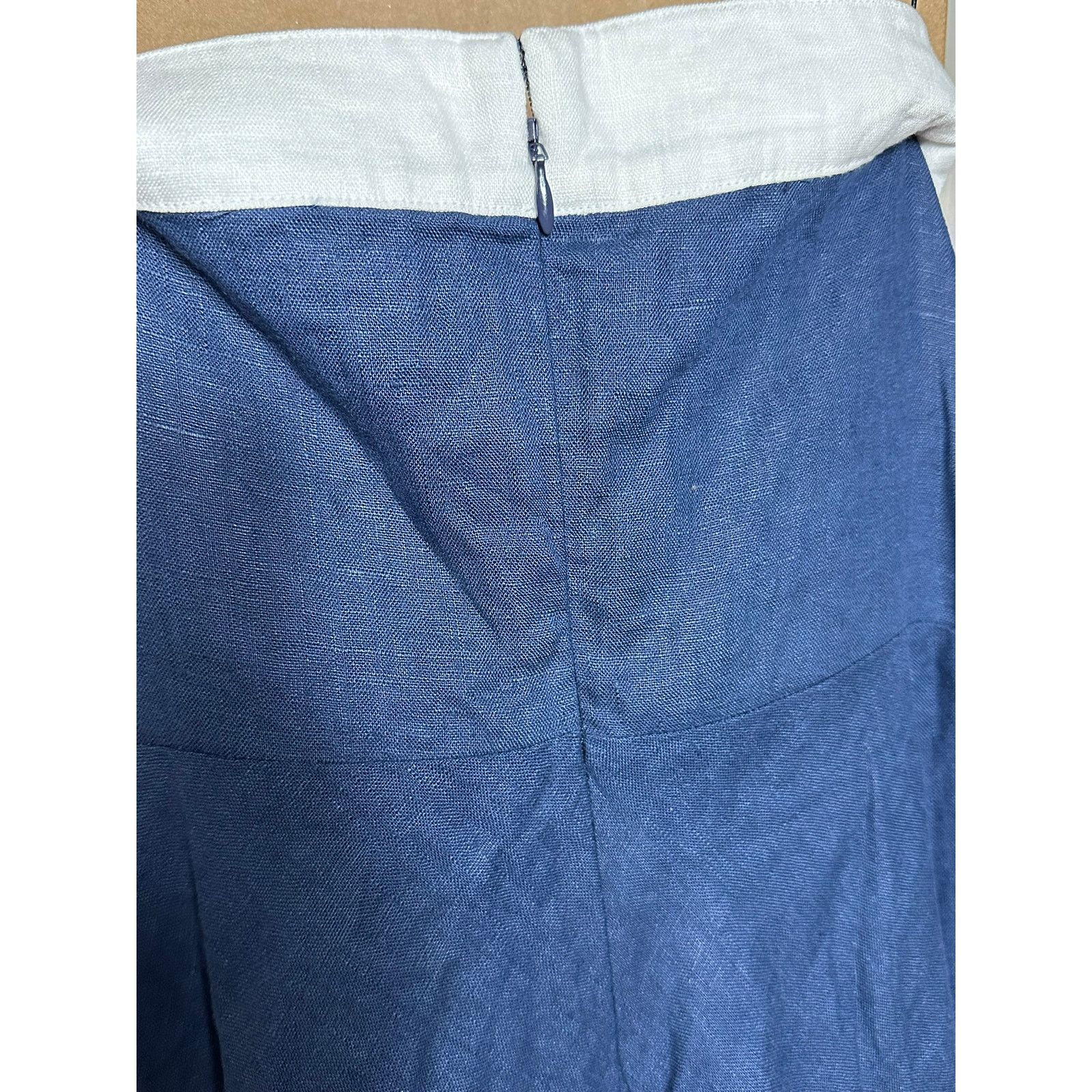 Staud STAUD Sirani Strapless Linen Dress Navy 16 Size XXL / US 16-18 / IT 52-54 - 4 Thumbnail