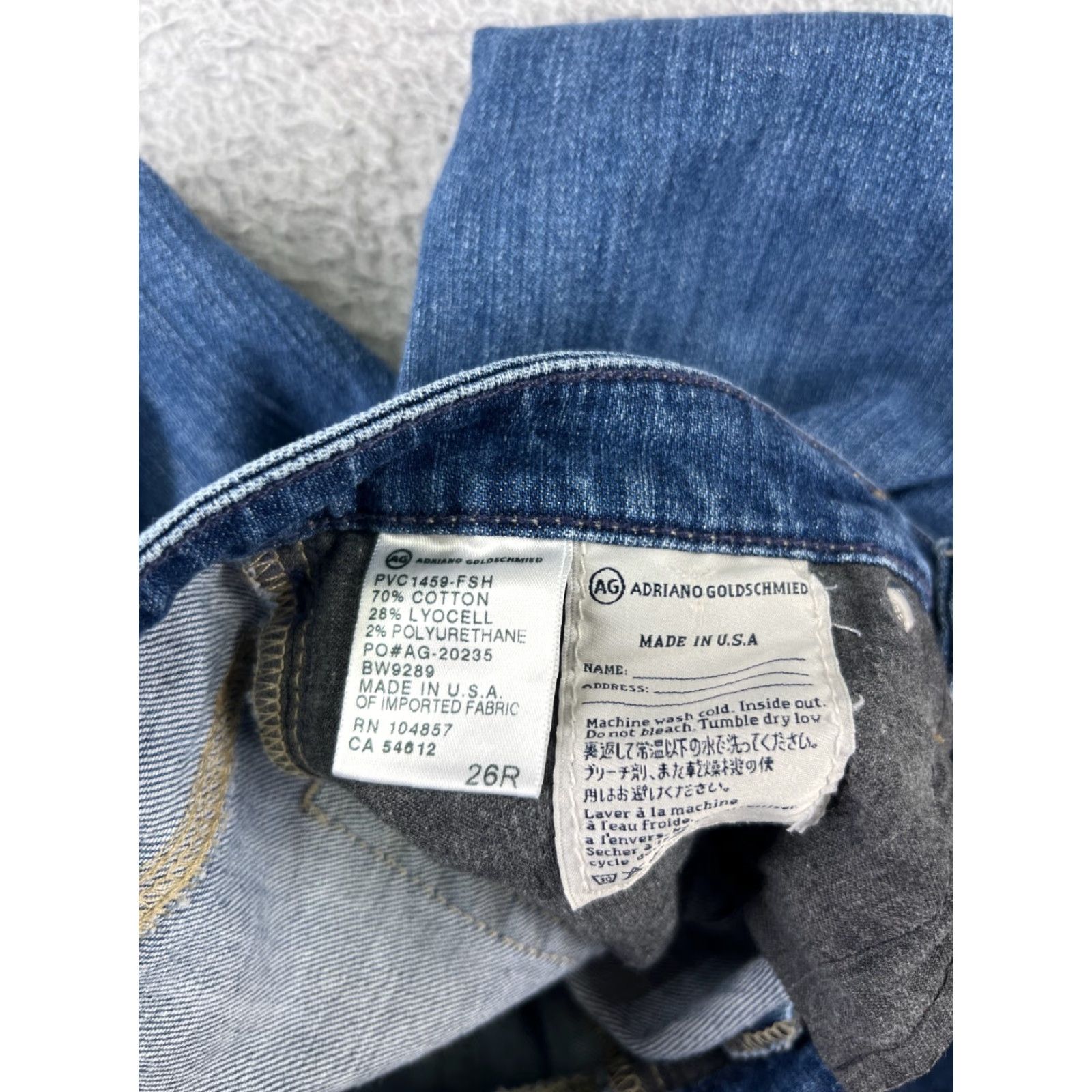 Vintage AG Adriano Goldschmied Jeans Womens 26 Blue Denim Straight Leg Cotton Blend Size 26" / US 2 / IT 38 - 4 Thumbnail