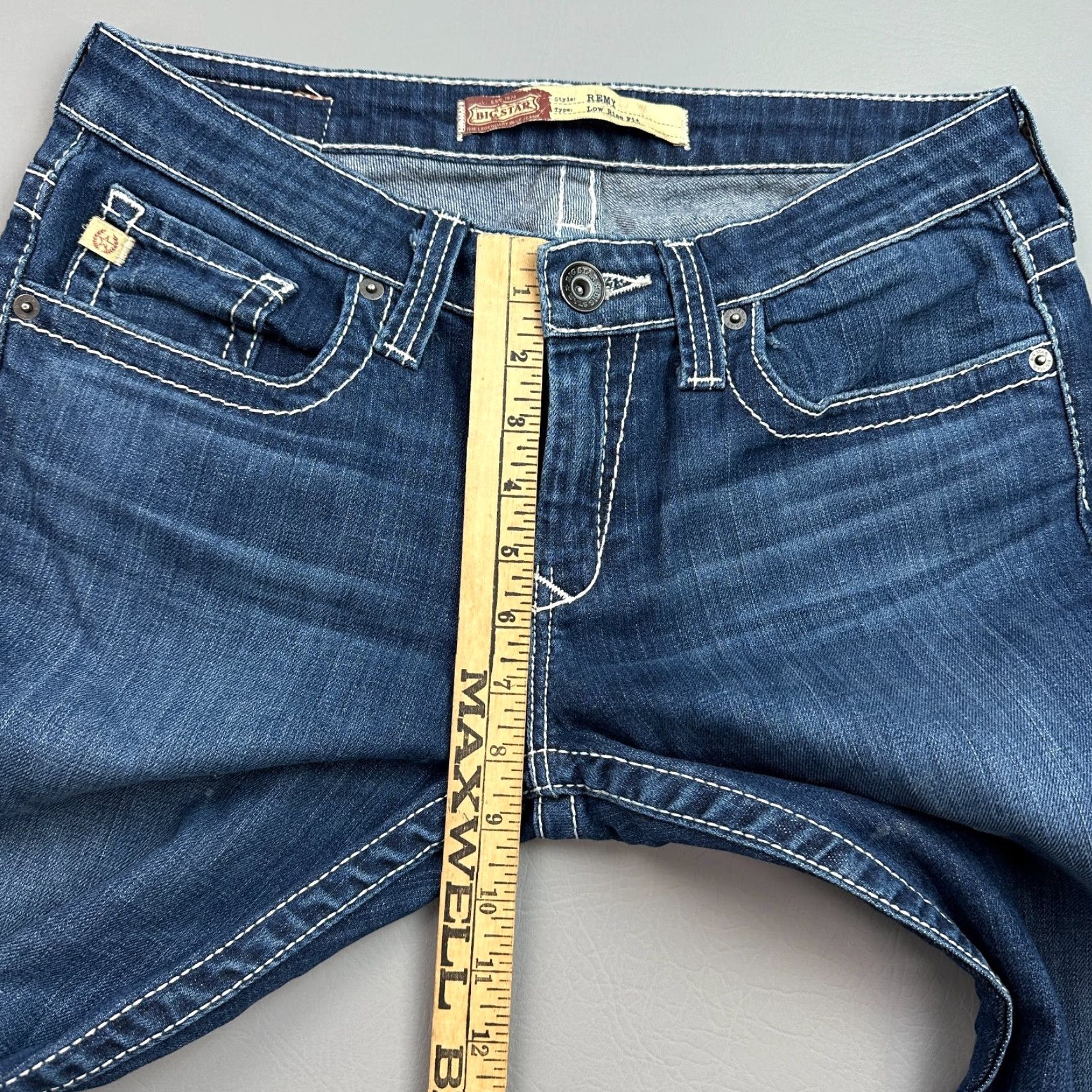 Vintage BIG STAR Jeans Women's 29 Regular 29x30 Dark Wash Low Rise Bootcut Embroidered Stretch Denim Blue 5-Pocket Mens/Womens? Size 29" - 6 Thumbnail