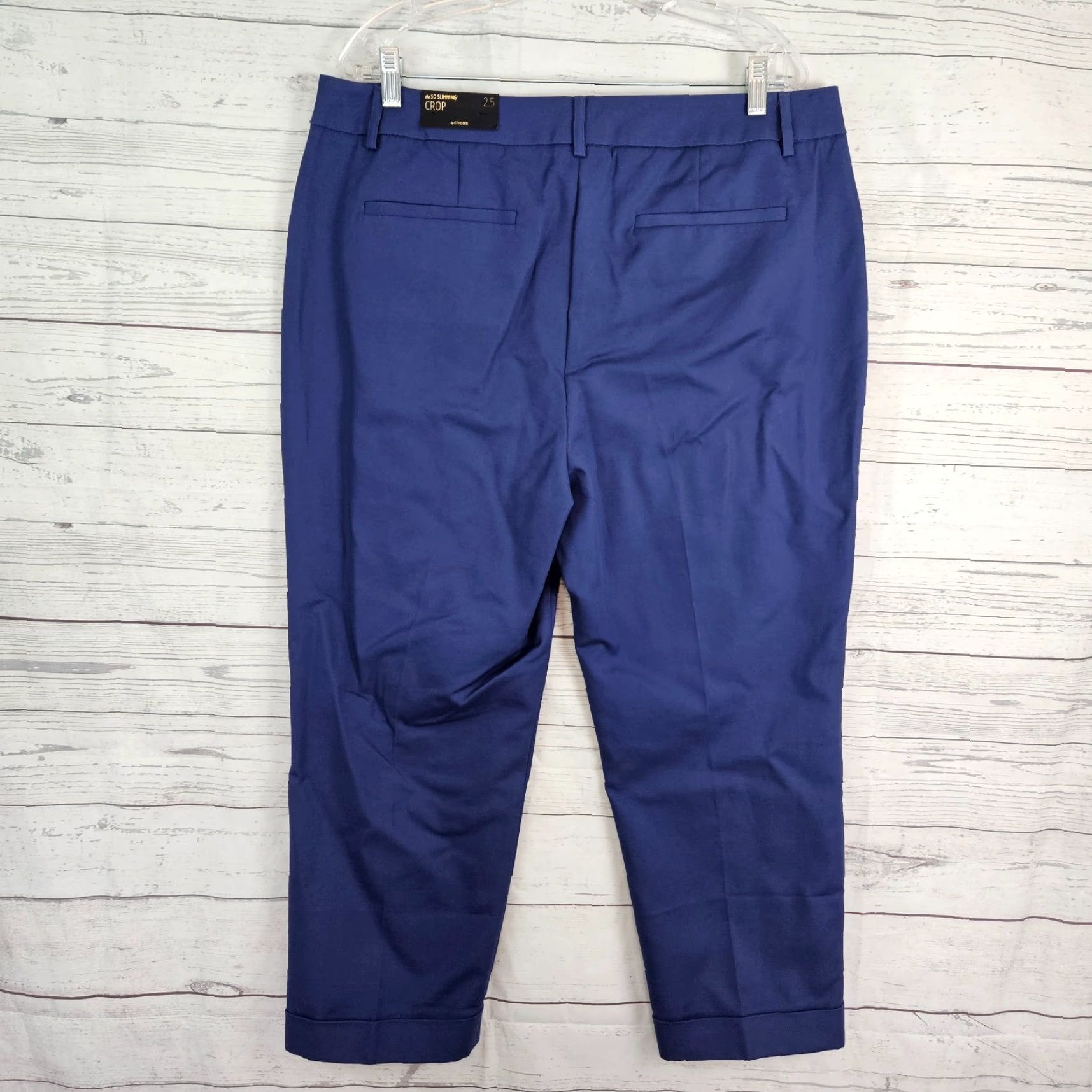 Vintage Chico's Serene Stretch Cuffed Crop Pants 14 Navy Blue Womens Cropped Slimming Stretch Waist 18.5" Inseam 24" Rise 12.5" XS? Size 36" / US 14 / IT 50 - 3 Thumbnail