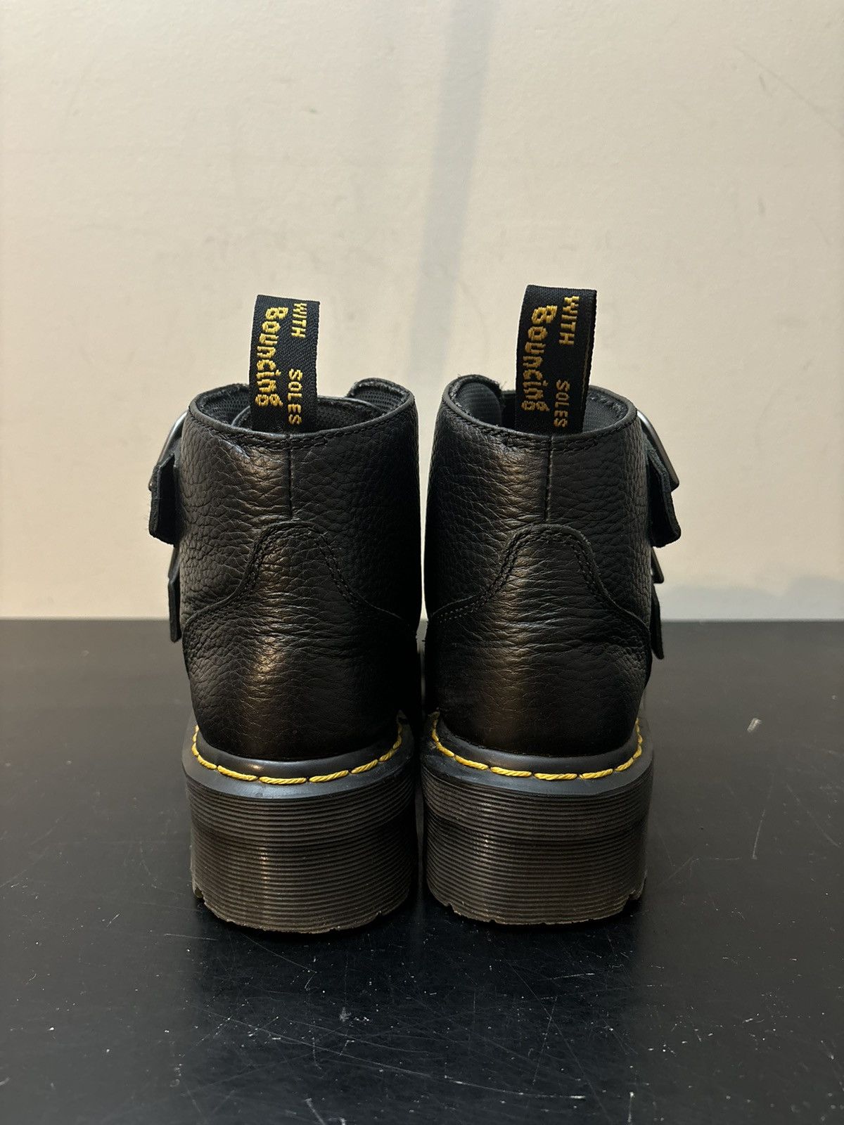 Dr. Martens Dr Marten Devon Heart Leather Strap Platform Boots Black Size US 7 / IT 37 - 5 Thumbnail