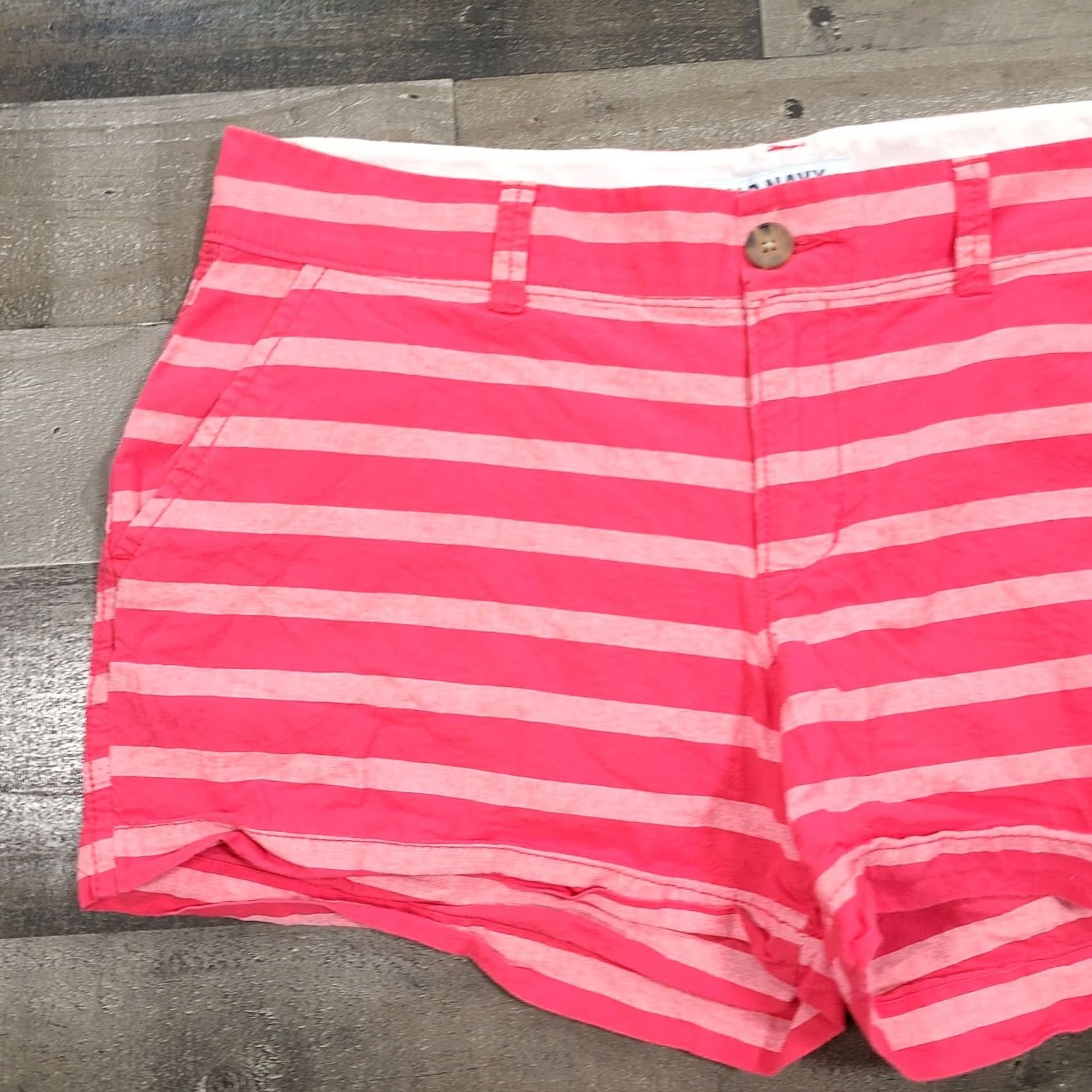 Old Navy Old Navy Shorts Womens 6 Pink Chino Mid-Rise Striped Preppy Flat Front Casual Size 24" / US 00 / IT 34 - 5 Thumbnail