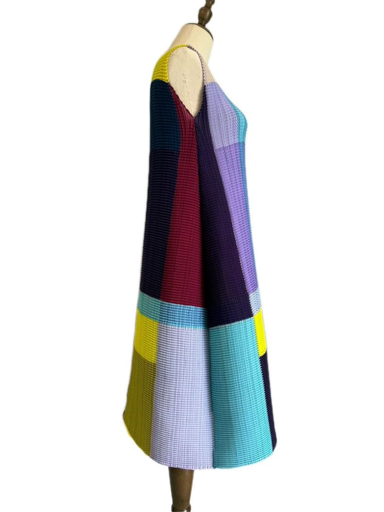 Issey Miyake Issey Miyake size:2 Blue and purple main color block dress Size M / US 6-8 / IT 42-44 - 2 Thumbnail