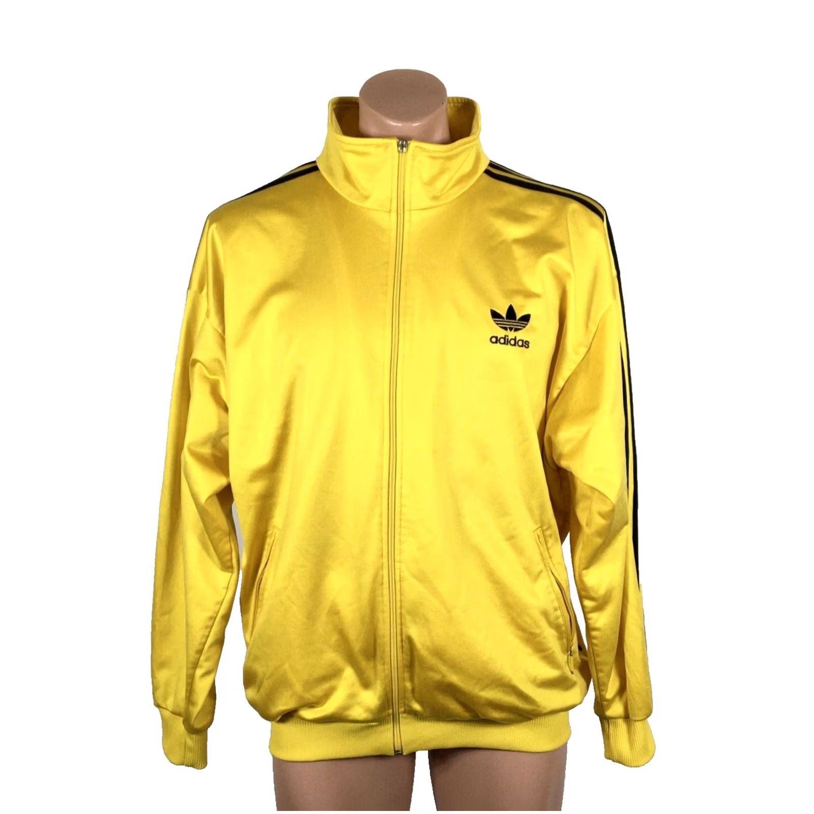 Adidas VINTAGE ADIDAS Jacket Mens Large Shiny Gold Black Large Trefoil Logo 80s Track USA Size US L / EU 52-54 / 3 - 2 Thumbnail