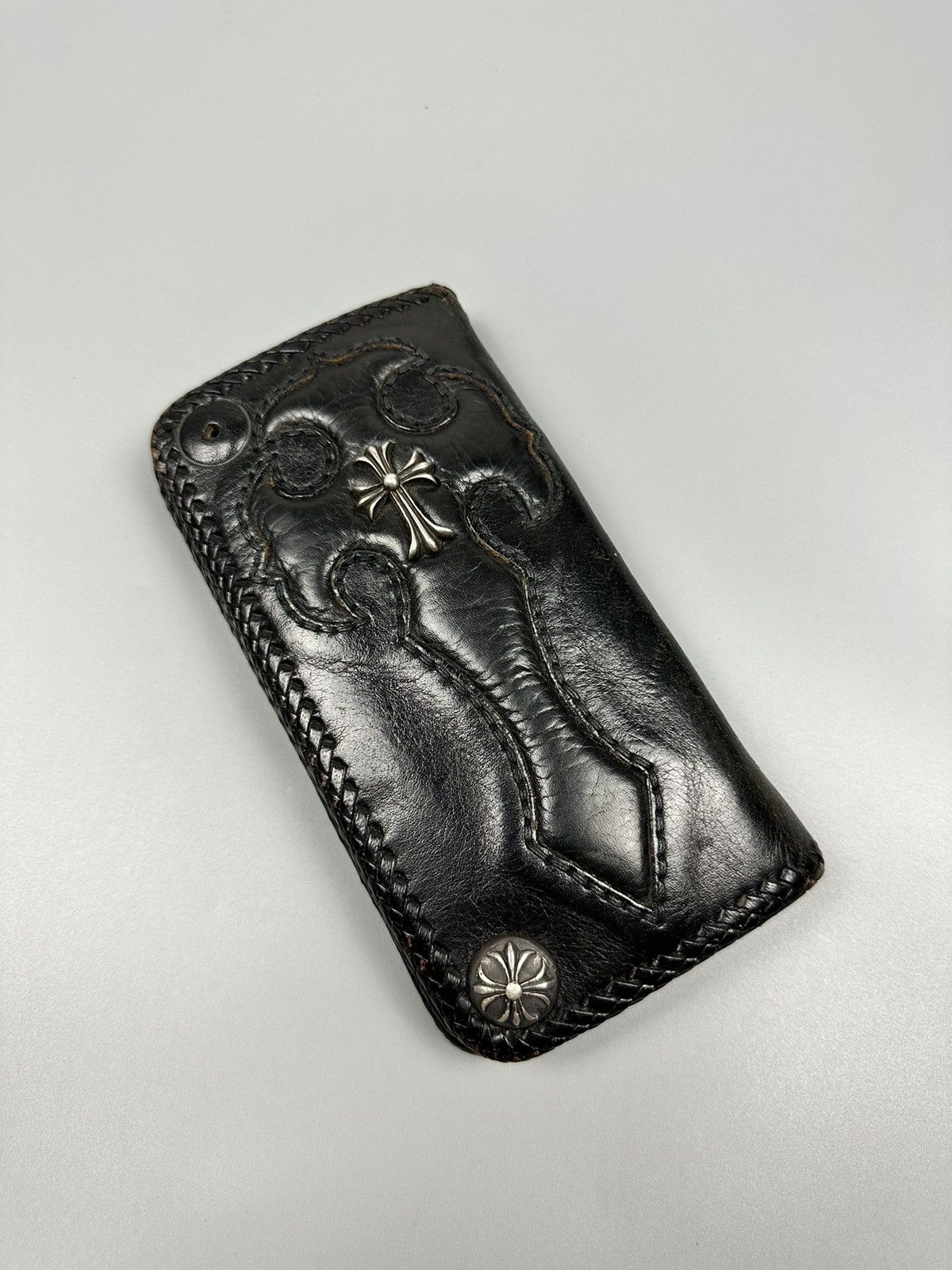 Genuine Leather 🔥Sick🔥Chrome Hearts Inspired Handmade Leather Long Wallet Size ONE SIZE - 5 Thumbnail