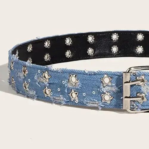 Other Washed Denim Double Pin Buckle Belt Size ONE SIZE - 4 Thumbnail