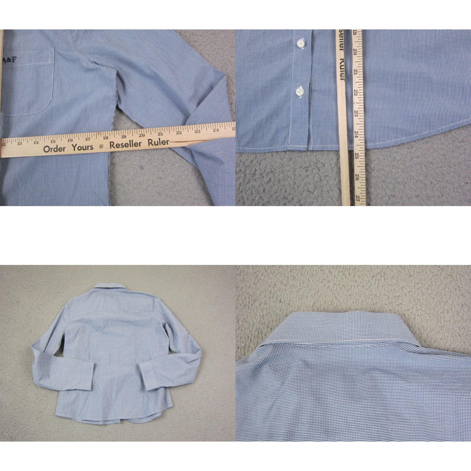 Abercrombie & Fitch VINTAGE Abercrombie & Fitch Shirt Womens Medium Blue Check Gingham Peter Pan Size M / US 6-8 / IT 42-44 - 8 Thumbnail
