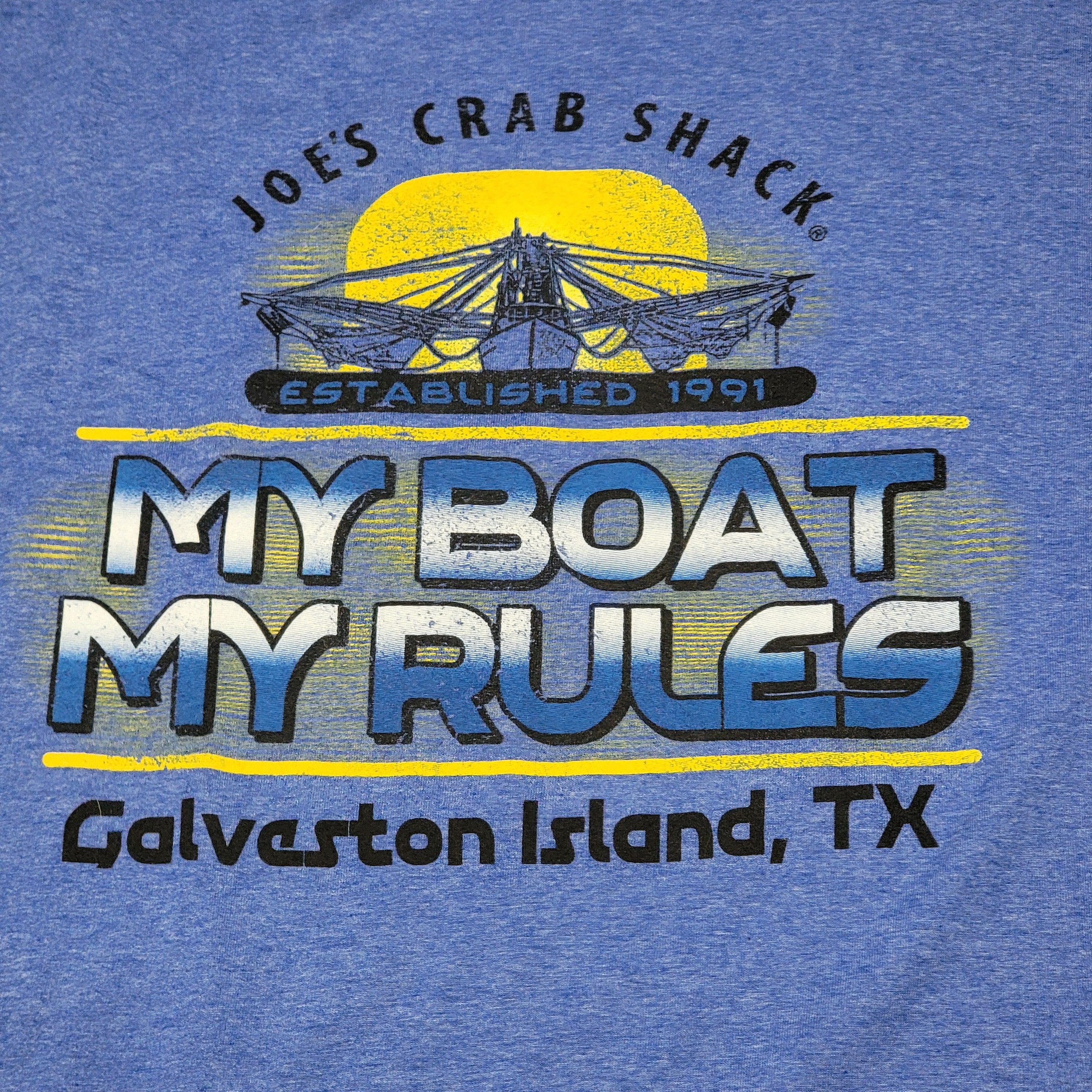 Other Joe's Crab Shack LS Tee "My Boat My.. Galveston Island Tx" Size US XXL / EU 58 / 5 - 2 Thumbnail