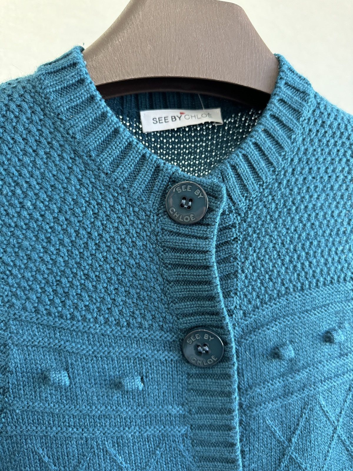Chloe See by Chloe emerald green button up knitted vest sweater Size S / US 4 / IT 40 - 7 Thumbnail