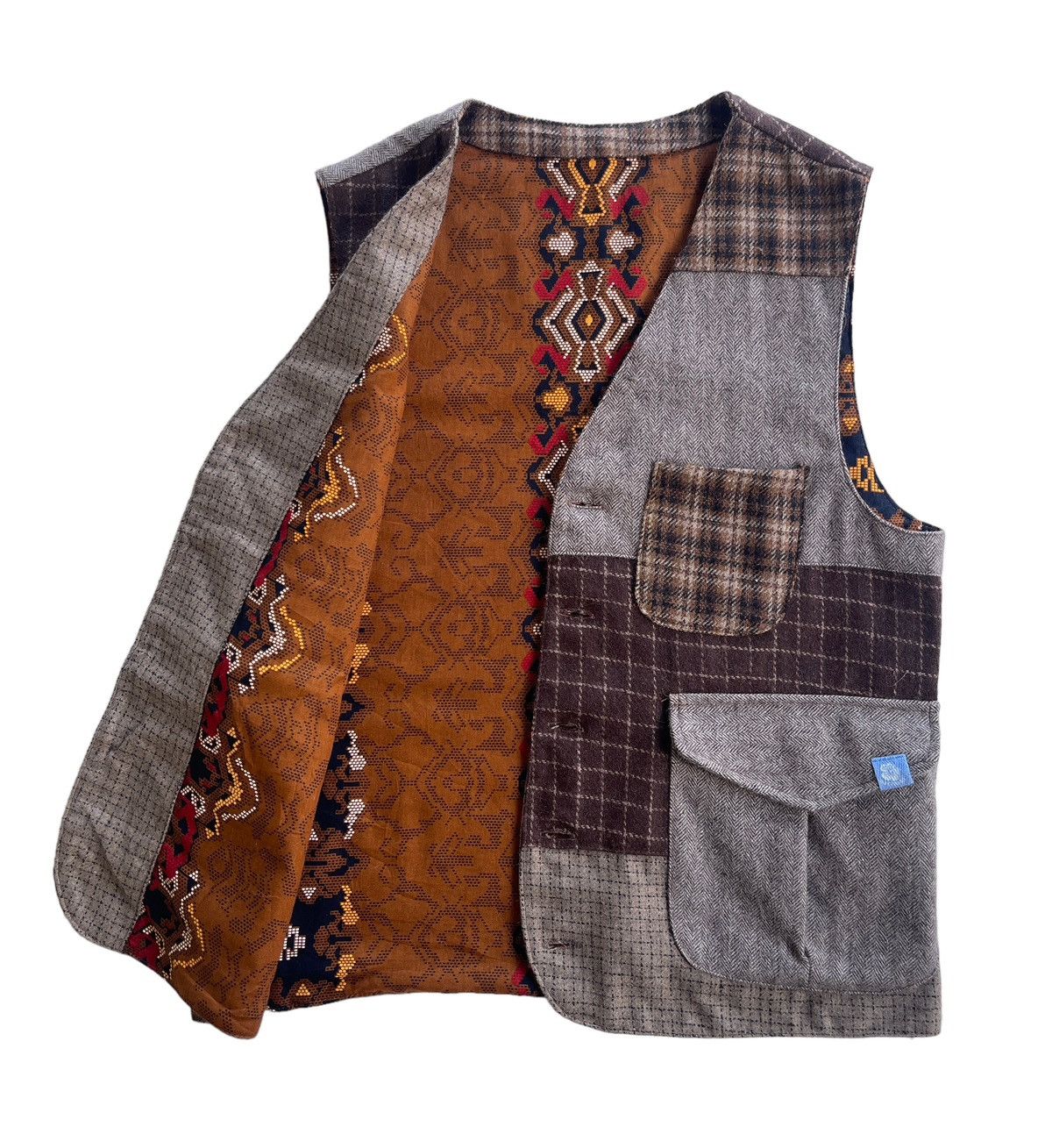 Japanese Brand Vintage Patchwork Tweed Vest Kapital Style Size US S / EU 44-46 / 1 - 4 Thumbnail