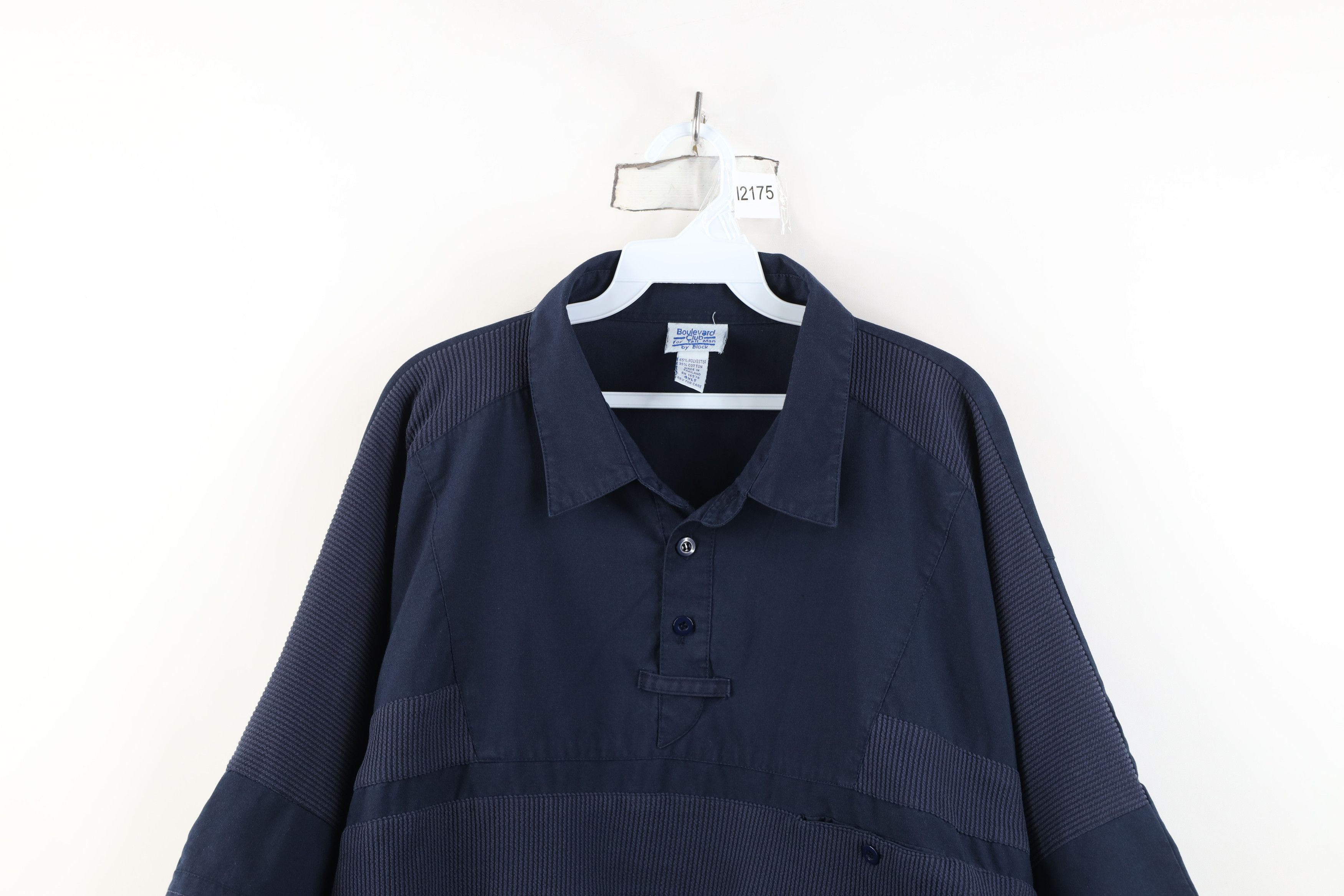 Vintage Vintage 90s Streetwear Pullover Polo Shirt Navy Blue Size US XXL / EU 58 / 5 - 2 Thumbnail