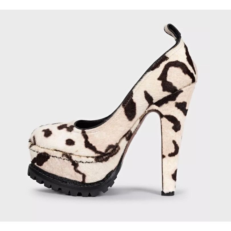 Alaia Alaïa White Pony Hair Animal Print Platform Pumps sz.37 Size US 6 / IT 36 - 1 Thumbnail