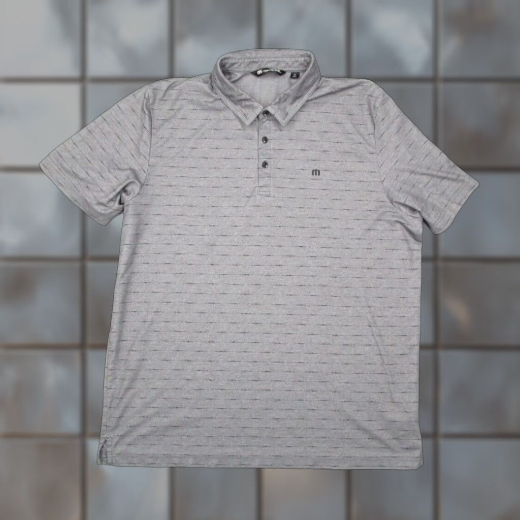 TravisMathew TRAVIS MATHEW Shirt Mens 2XL Gray Polo Golf Pima Cotton Blend Short Sleeve Polo - Performance, Classic Fit, Golfing - Geometric Logo Shirt Mens Size US XXL / EU 58 / 5 - 1 Thumbnail