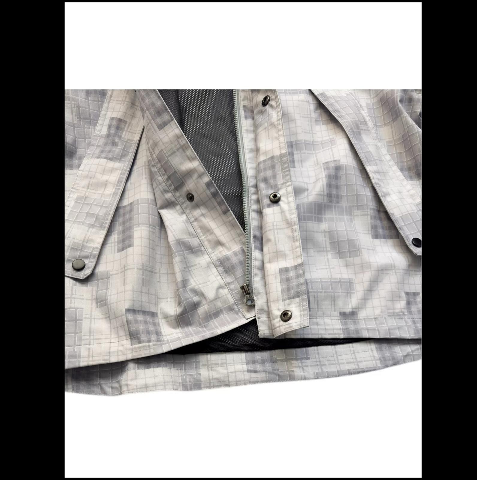 Other Grey Plaid Adjustable Hooded Shell Jacket Dropped Shoulder Size US M / EU 48-50 / 2 - 11 Thumbnail