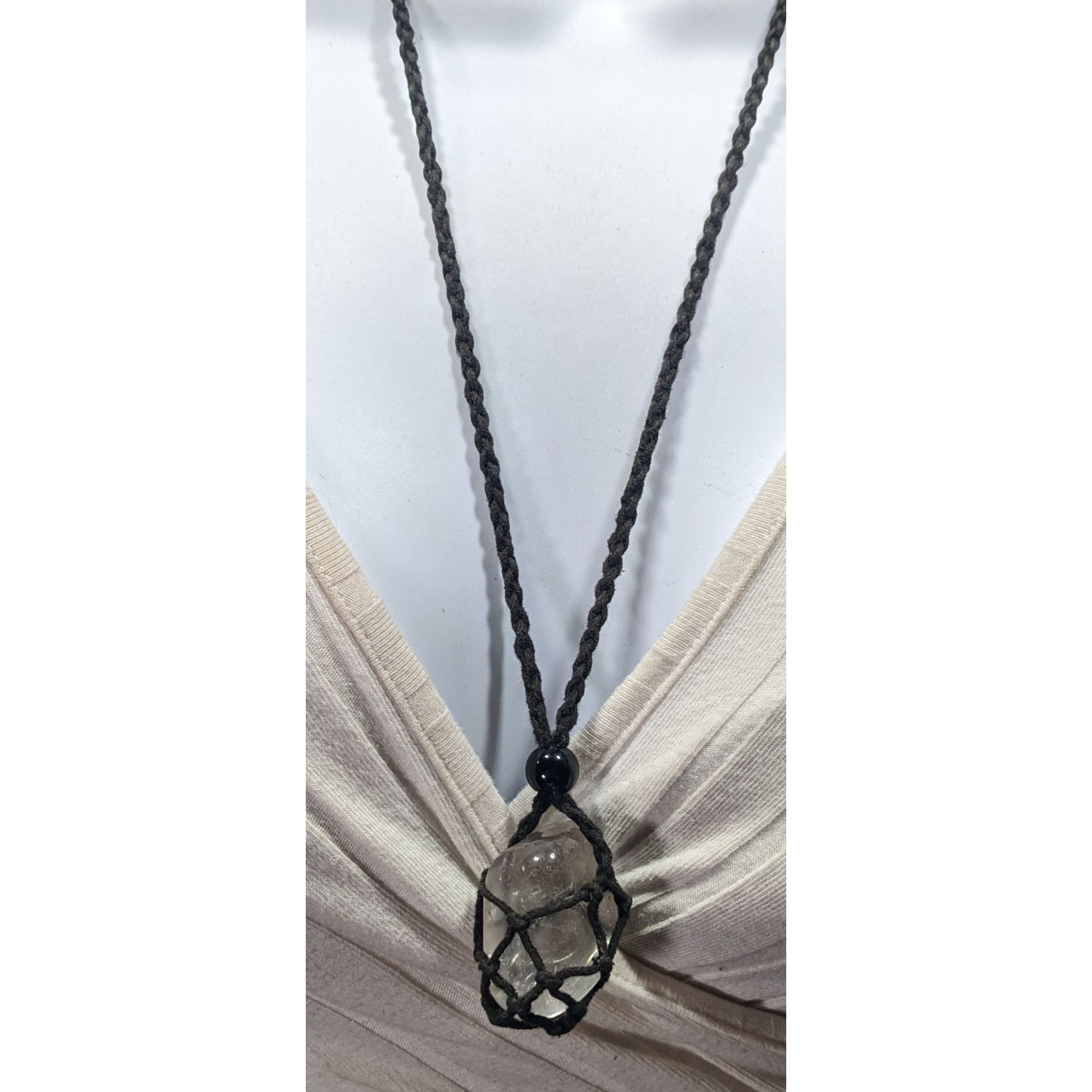 Other Whimsical Crochet Caged Clear Stone Pendant Necklace Size ONE SIZE - 2 Thumbnail